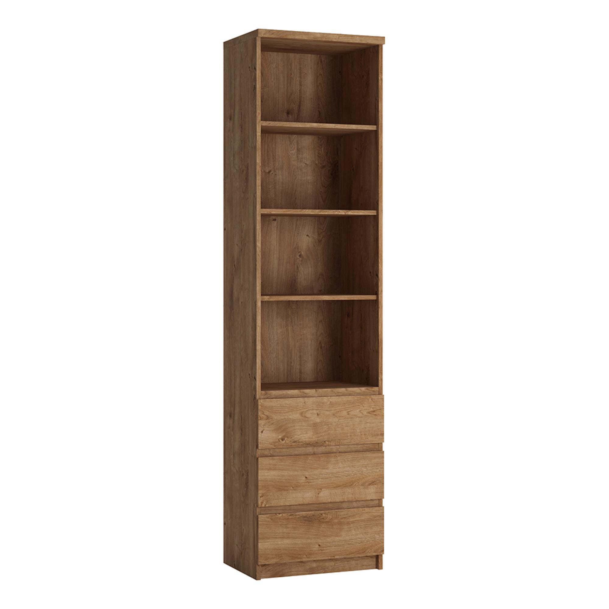 Fribo Bookcase - 3 Drawer - Narrow - Oak