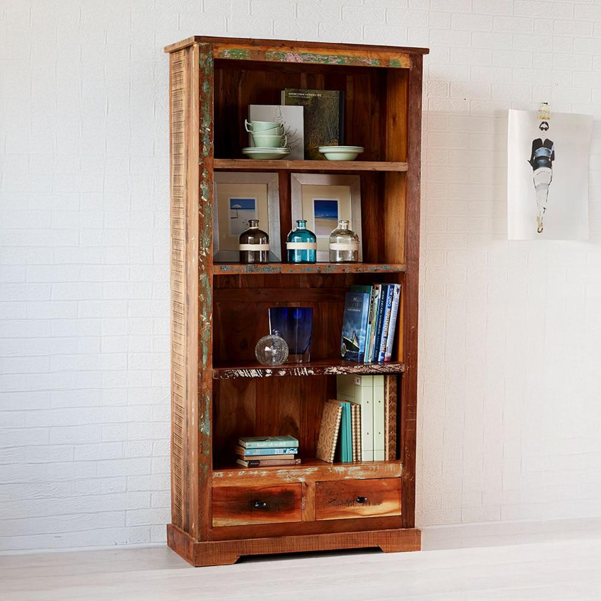 Coastal Bookcase - 2 Drawer - Large - Reclaimed Wood