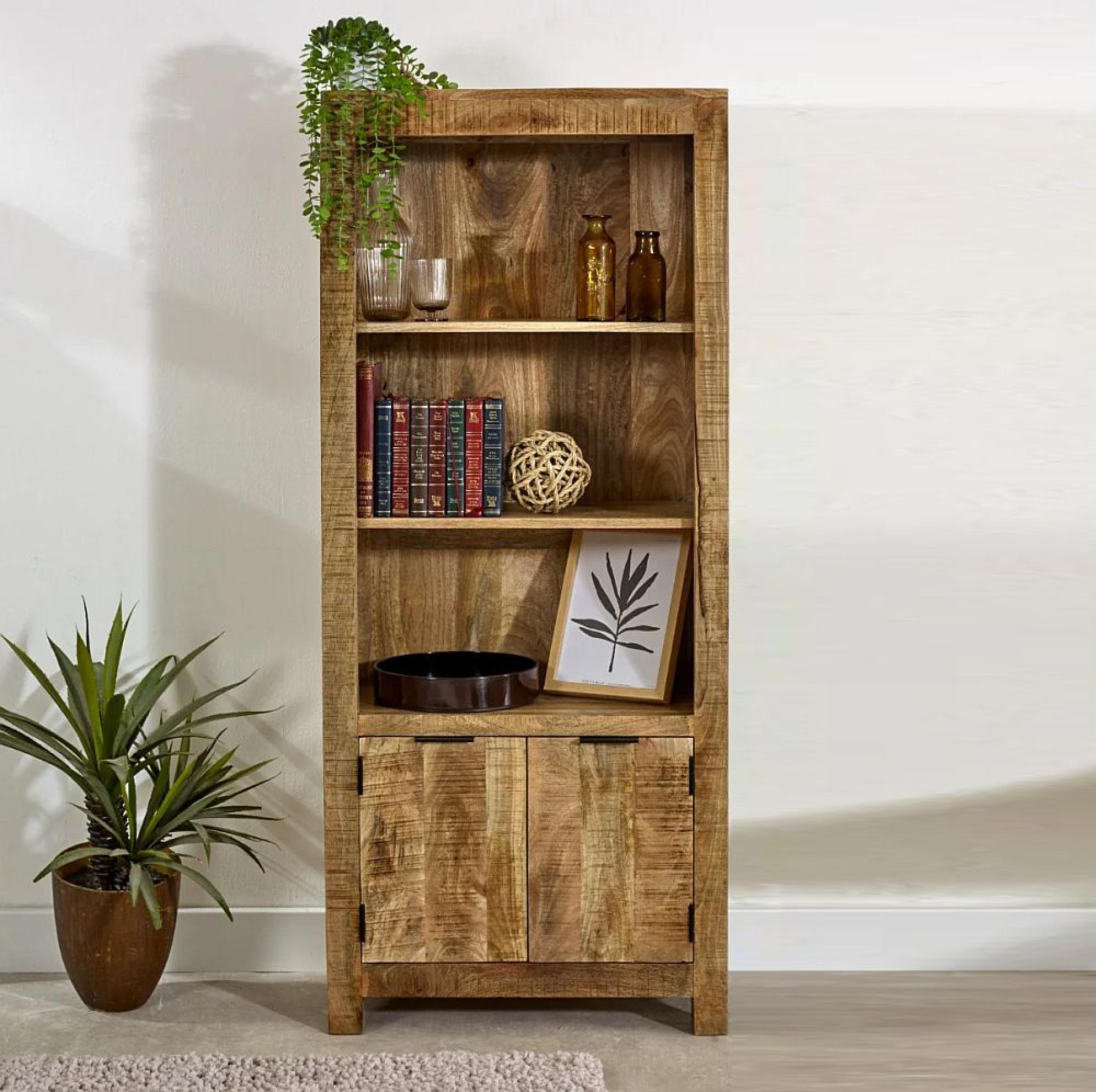 Surrey Bookcase - with Cupboard - Solid Mango Wood