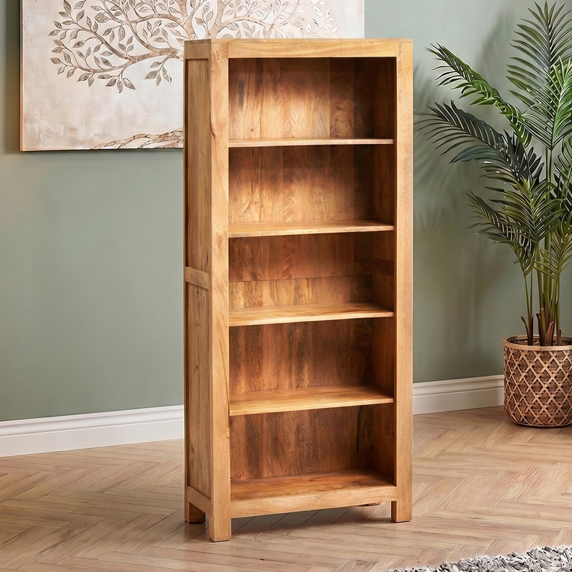 Dakota Bookcase - Open - Light Mango Wood
