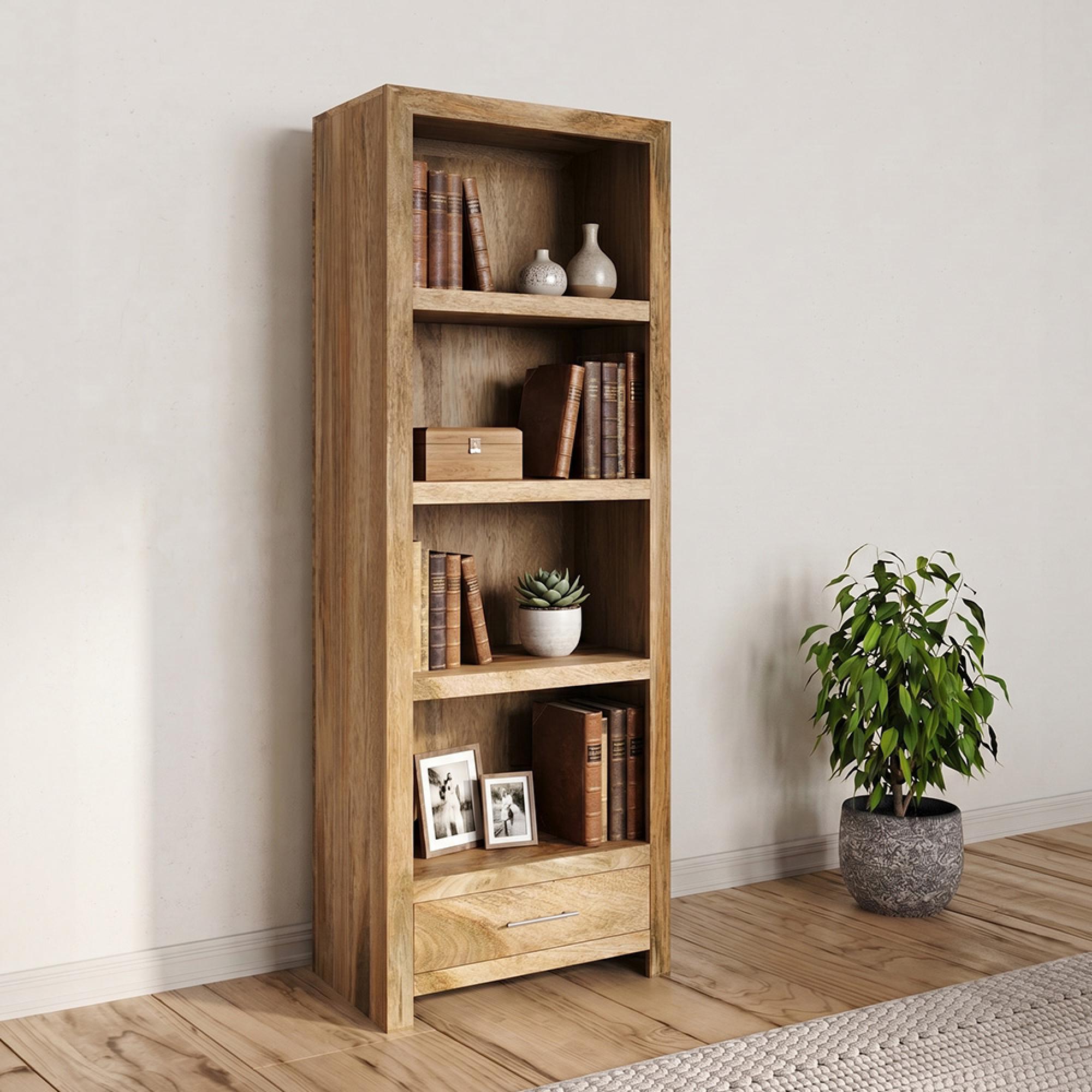 Cuban Bookcase - Narrow - Natural Mango Wood