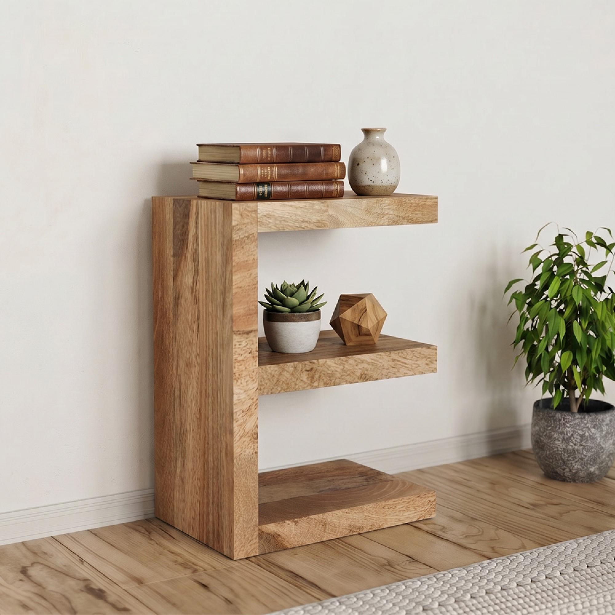Cube Shelving Unit - E Shape - Natural Mango Wood