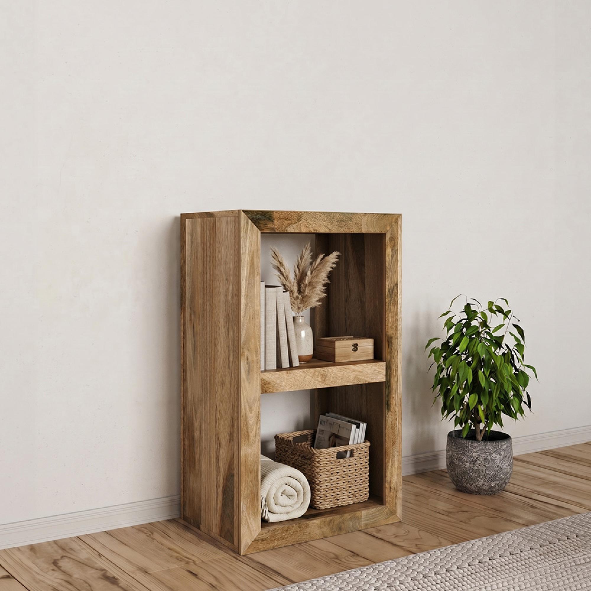 Cube Storage Unit - 2 Hole - Vertical - Natural Mango Wood
