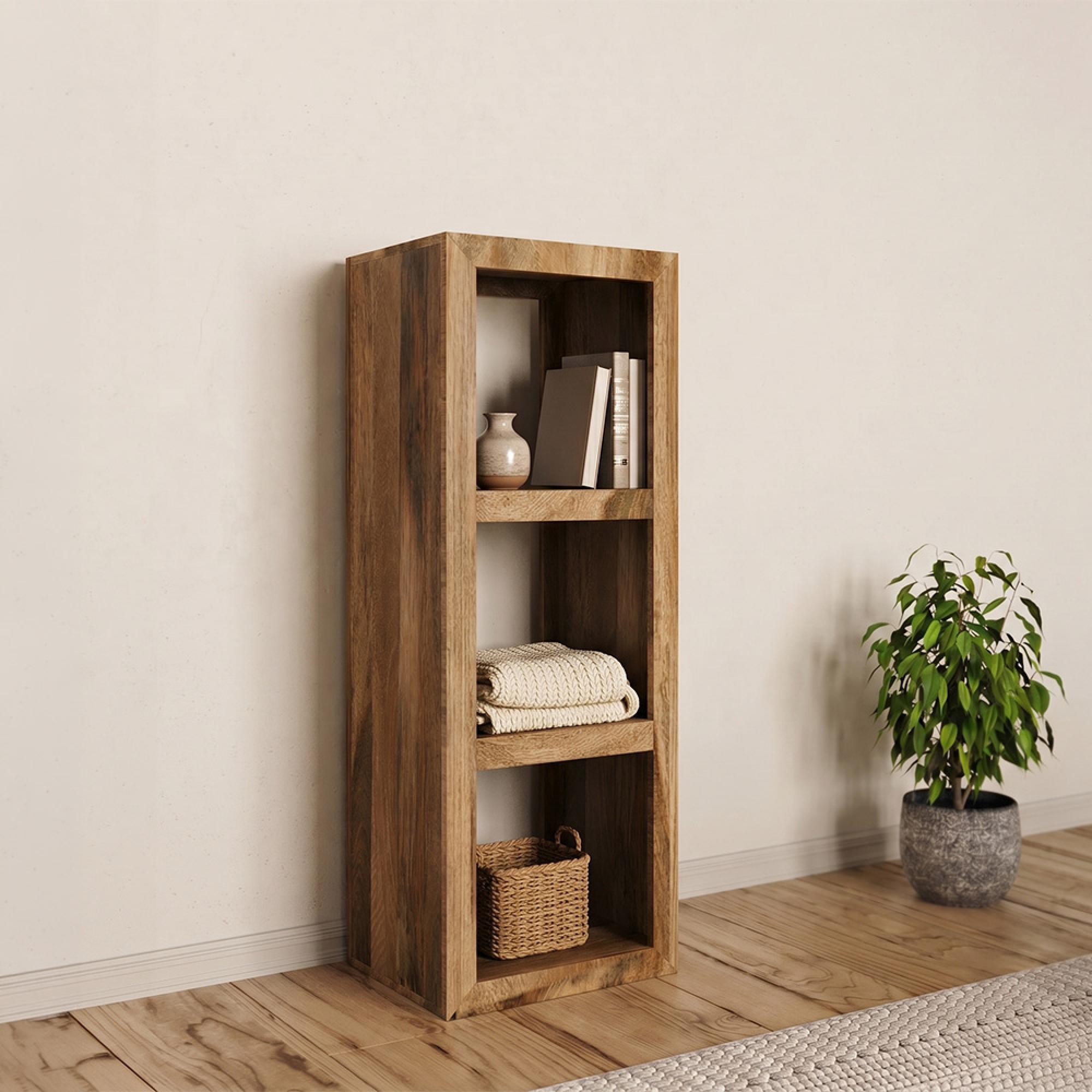 Cube Storage Unit - 3 Hole - Vertical - Natural Mango Wood