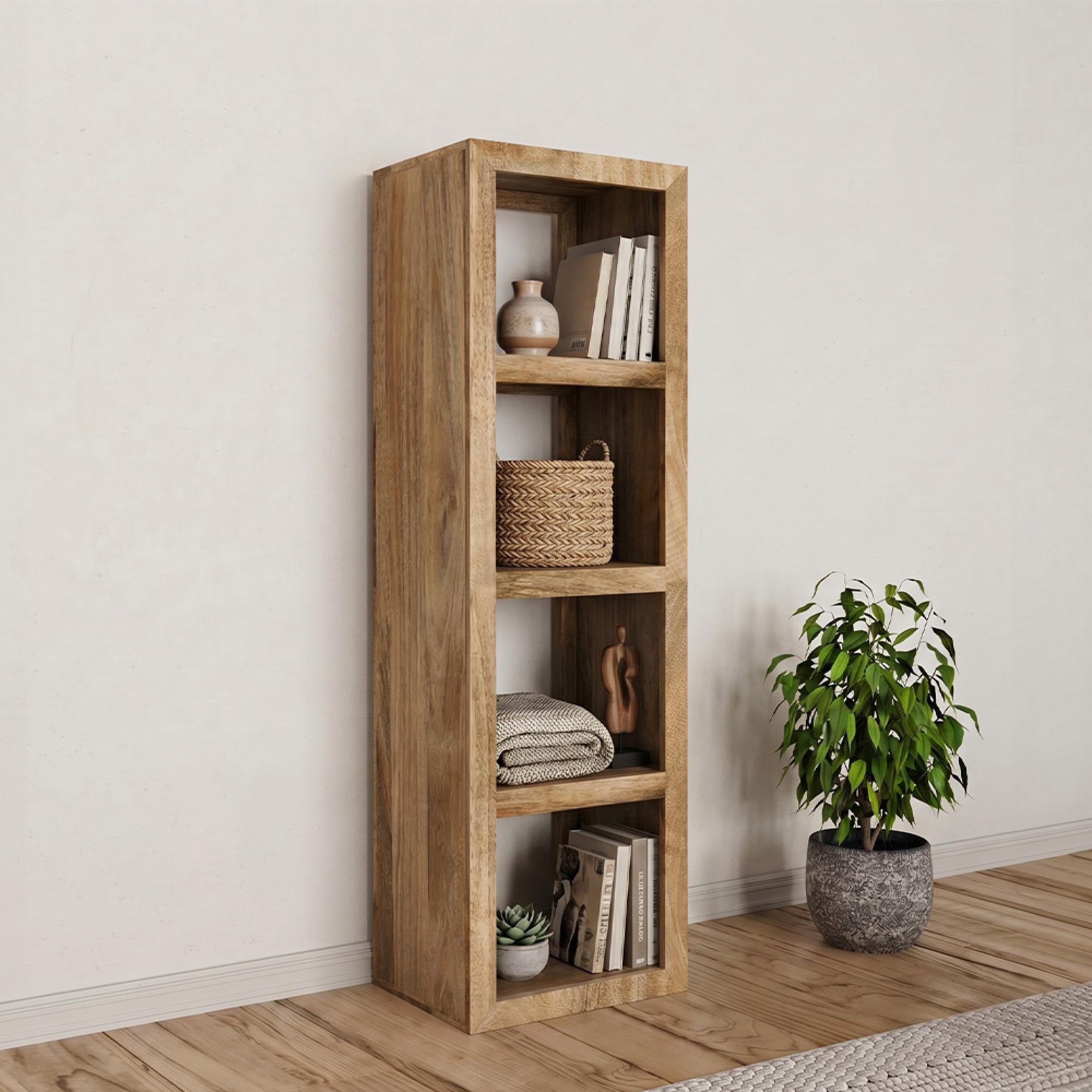 Cube Storage Unit - 4 Hole - Vertical - Natural Mango Wood