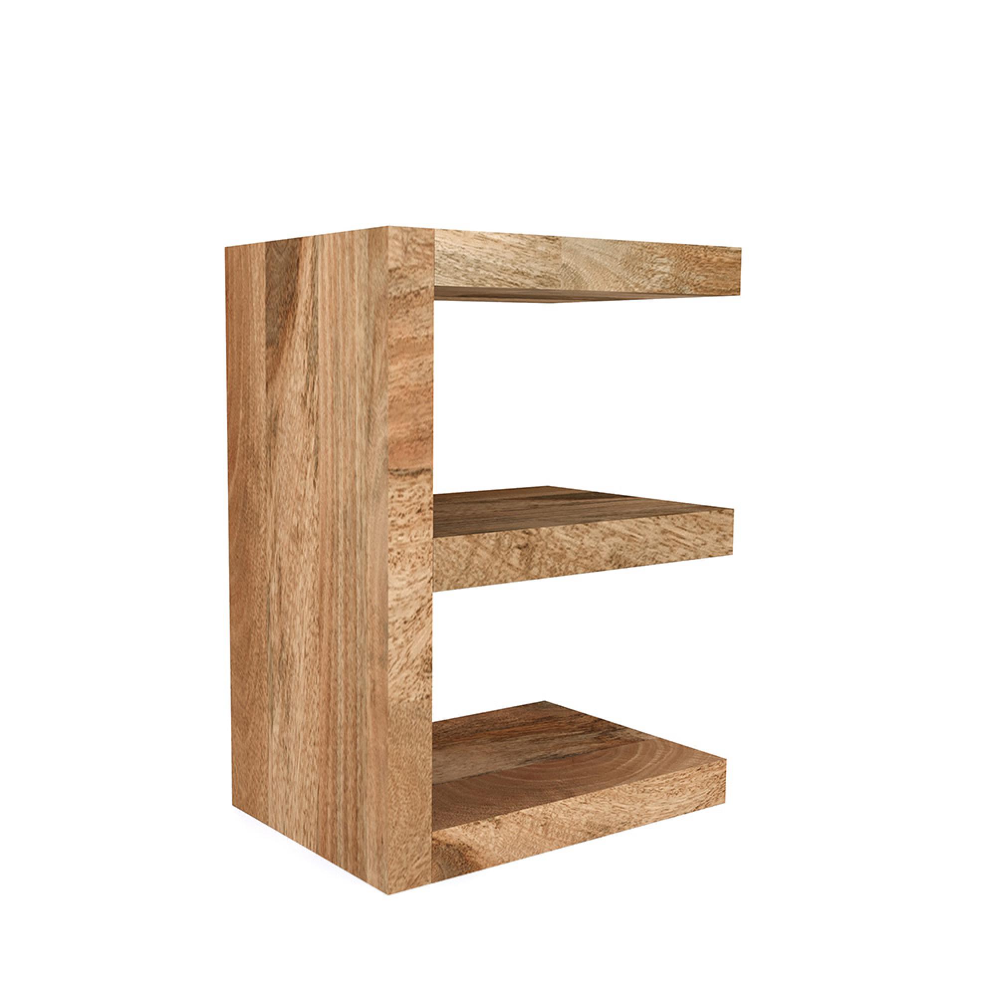 Cube Shelving Unit - E Shape - Natural Mango Wood