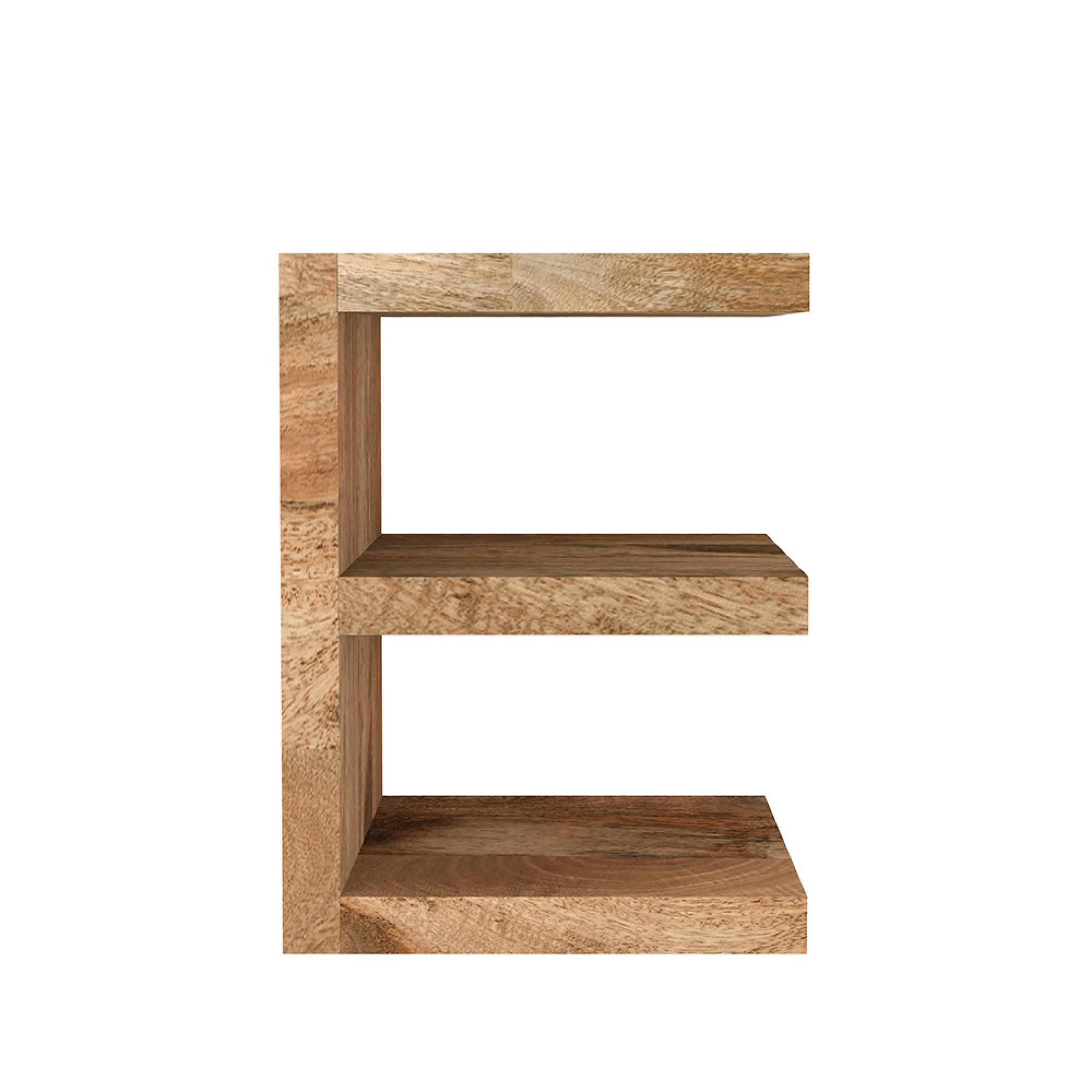 Cube Shelving Unit - E Shape - Natural Mango Wood