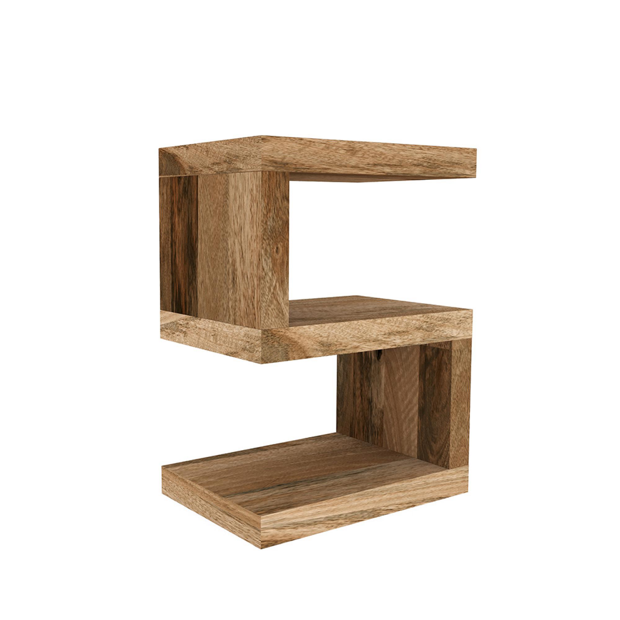Cube Shelving Unit - S Shape - Natural Mango Wood