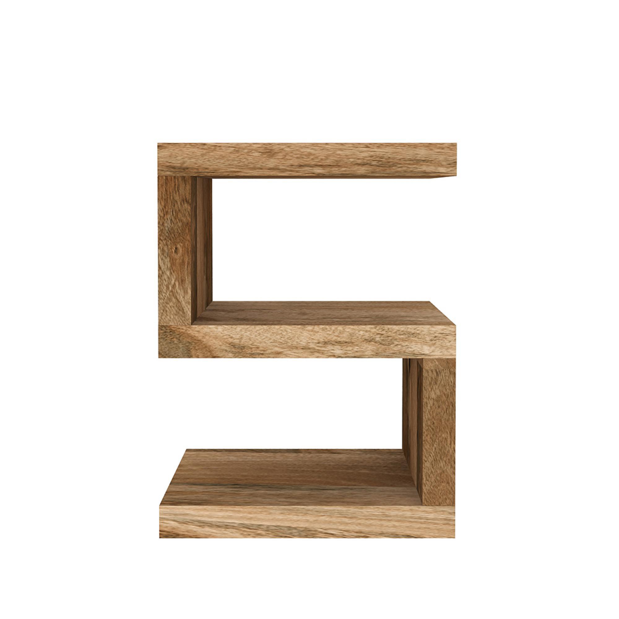 Cube Shelving Unit - S Shape - Natural Mango Wood