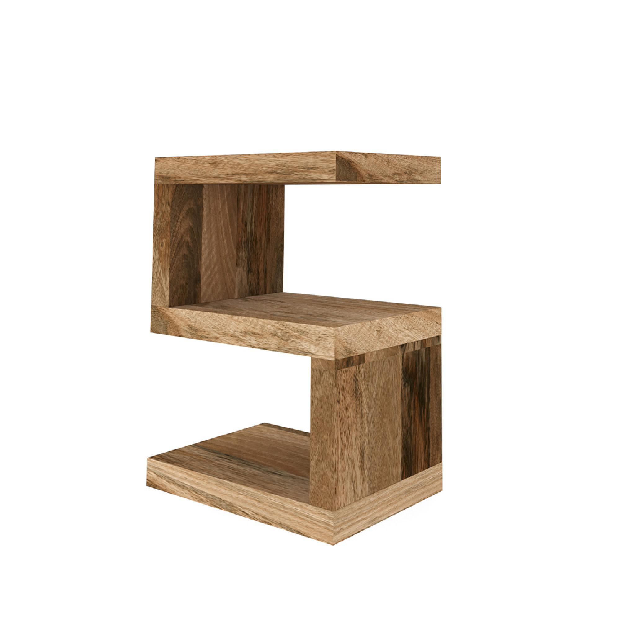 Cube Shelving Unit - S Shape - Natural Mango Wood