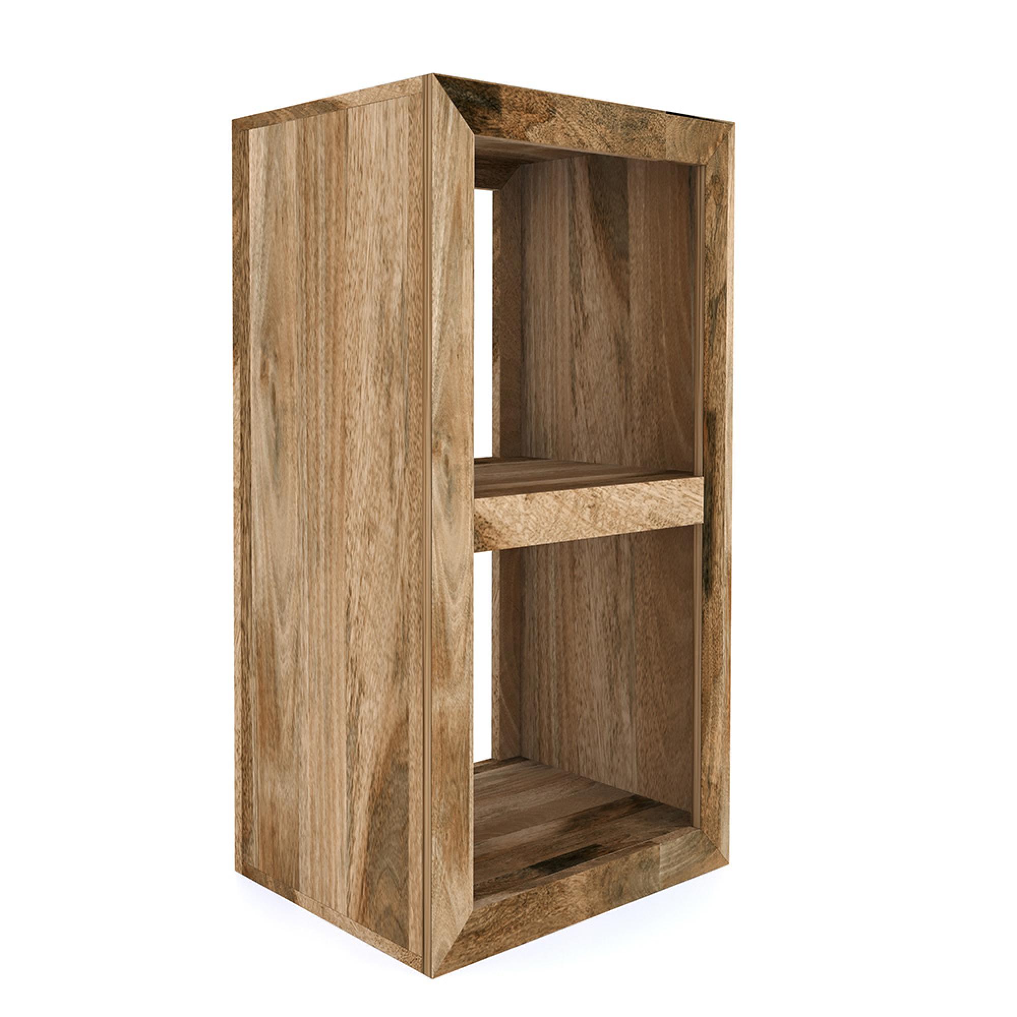 Cube Storage Unit - 2 Hole - Vertical - Natural Mango Wood