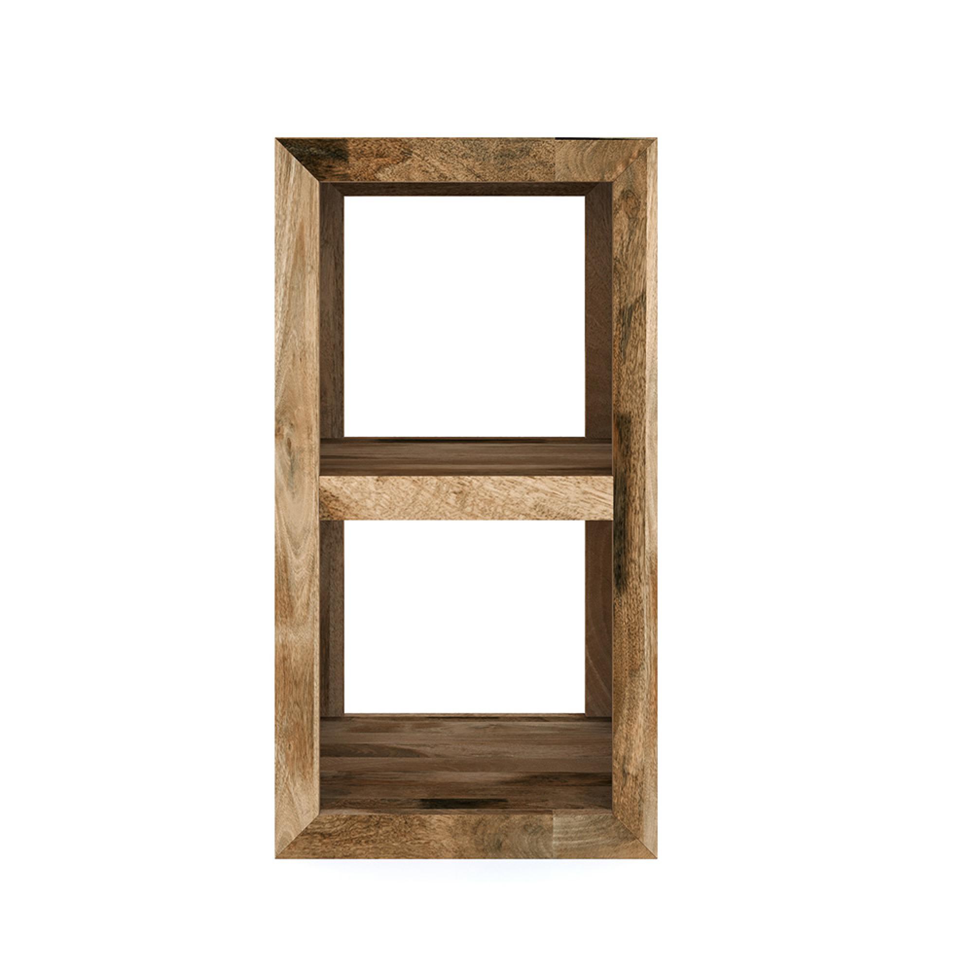 Cube Storage Unit - 2 Hole - Vertical - Natural Mango Wood