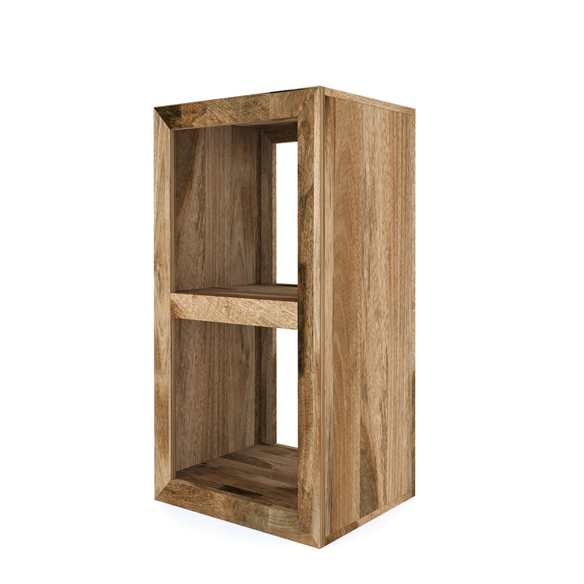 Cube Storage Unit - 2 Hole - Vertical - Natural Mango Wood