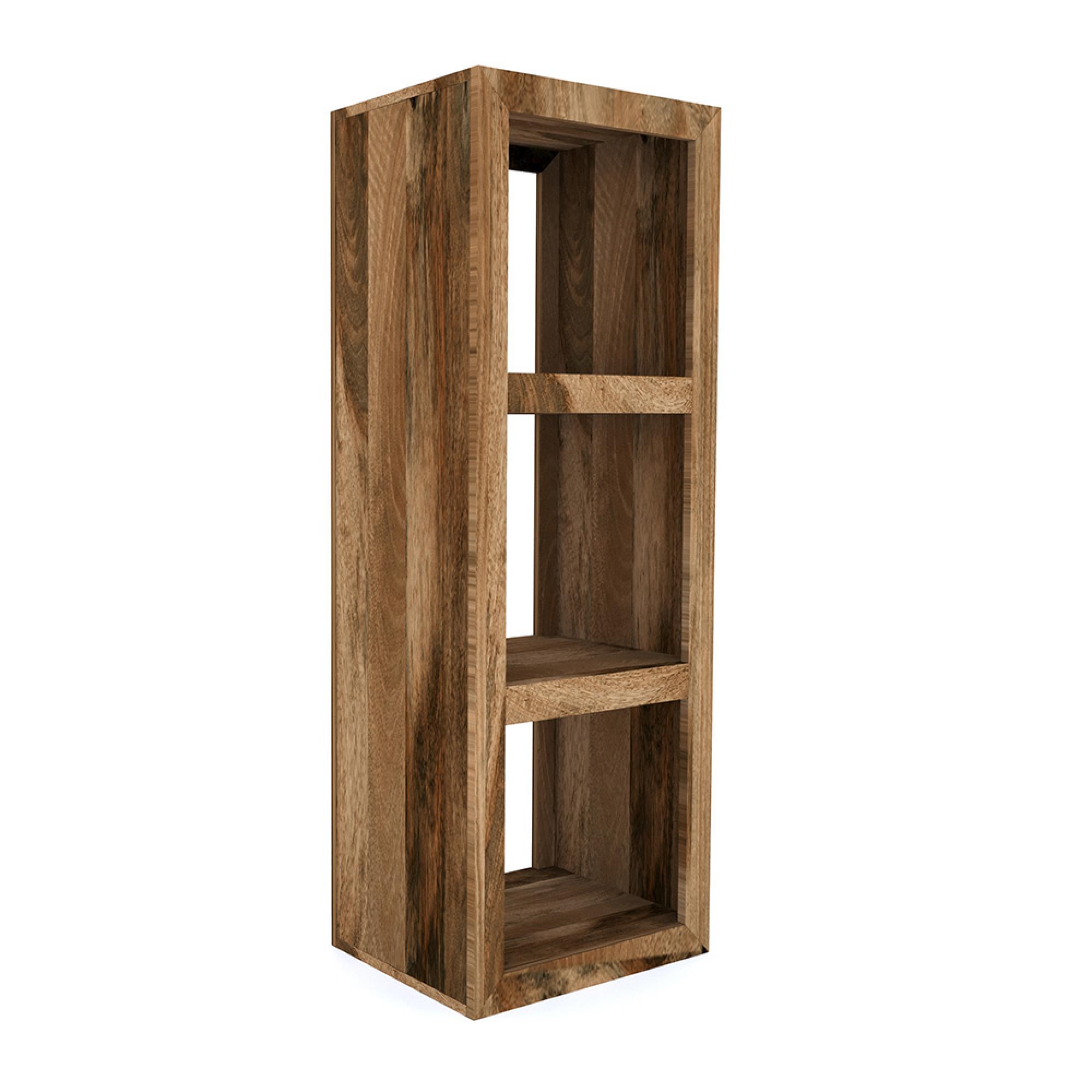 Cube Storage Unit - 3 Hole - Vertical - Natural Mango Wood