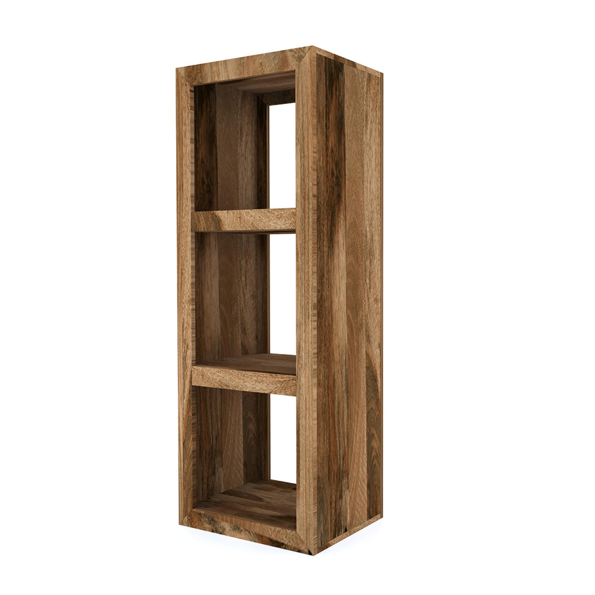 Cube Storage Unit - 3 Hole - Vertical - Natural Mango Wood