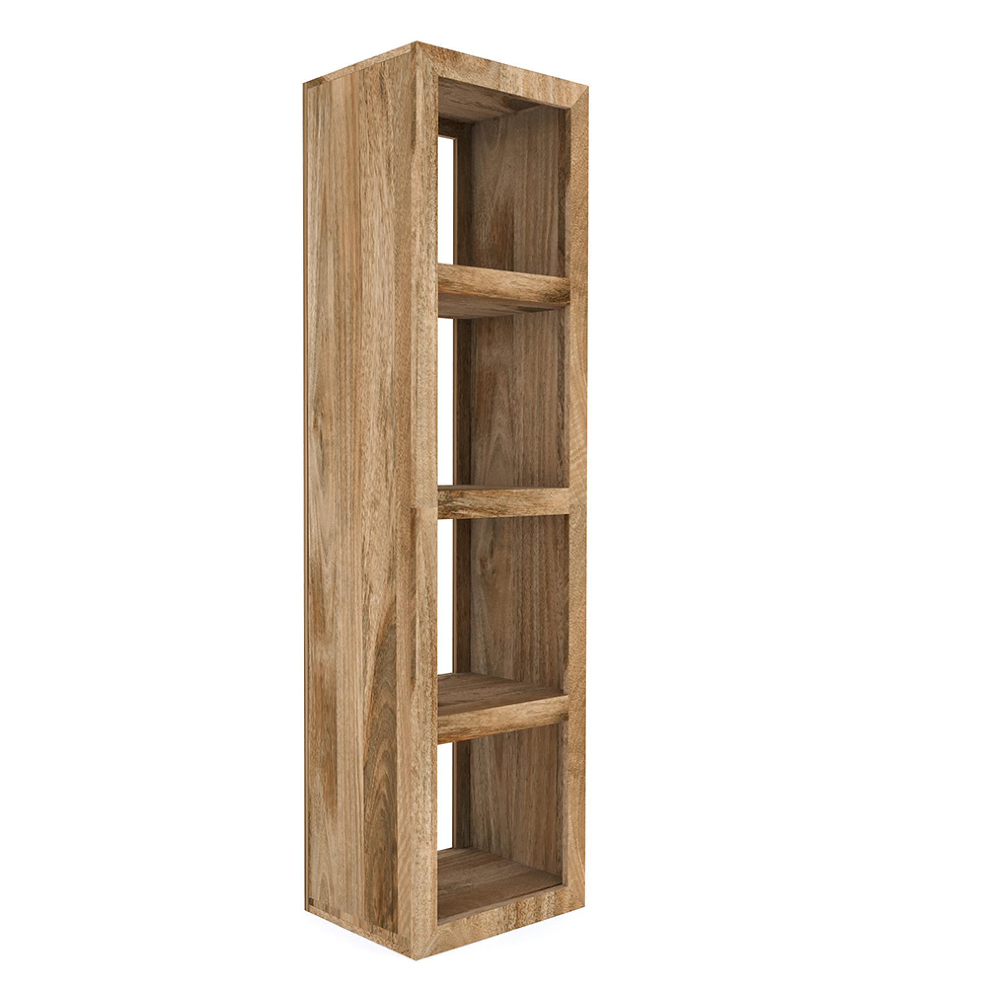 Cube Storage Unit - 4 Hole - Vertical - Natural Mango Wood