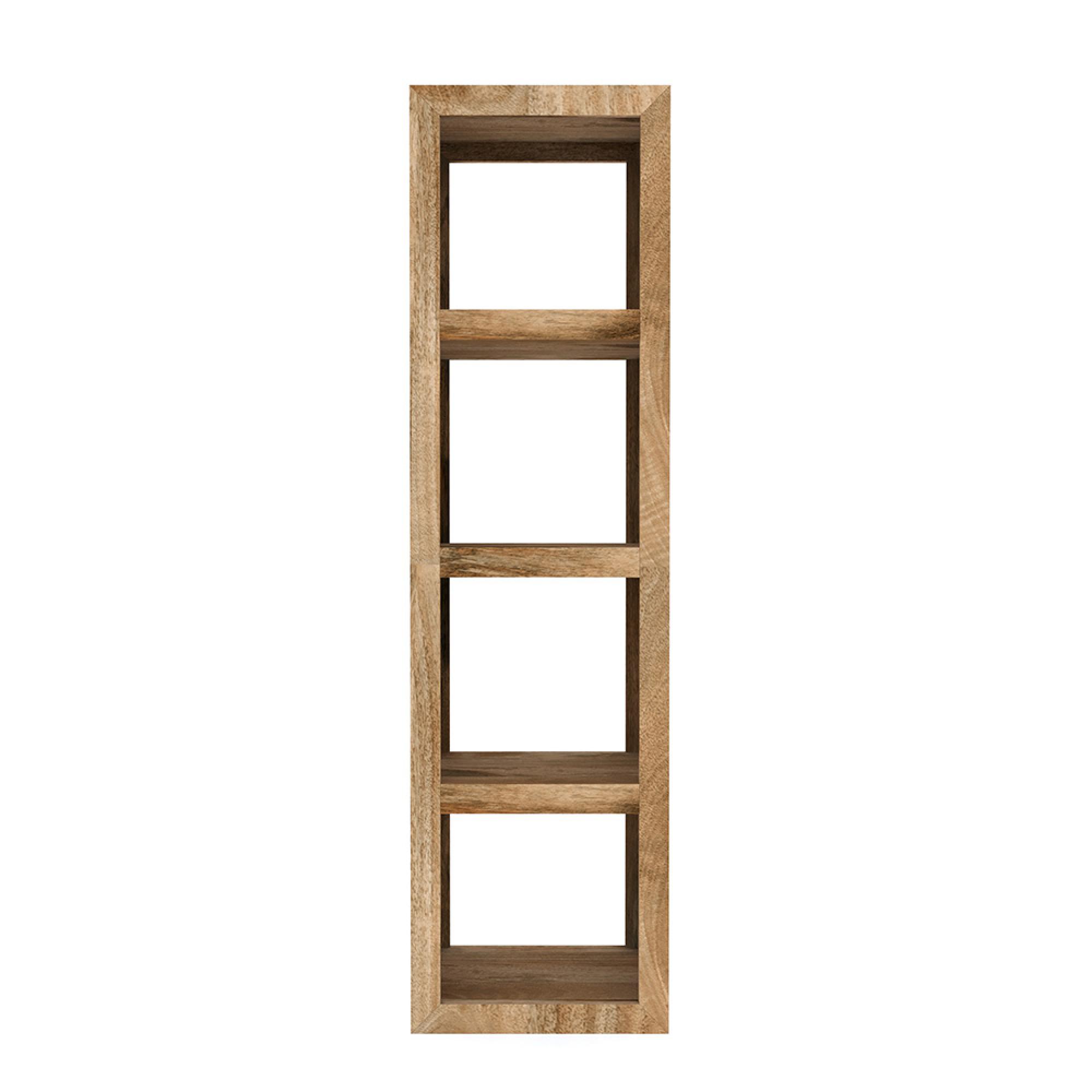 Cube Storage Unit - 4 Hole - Vertical - Natural Mango Wood