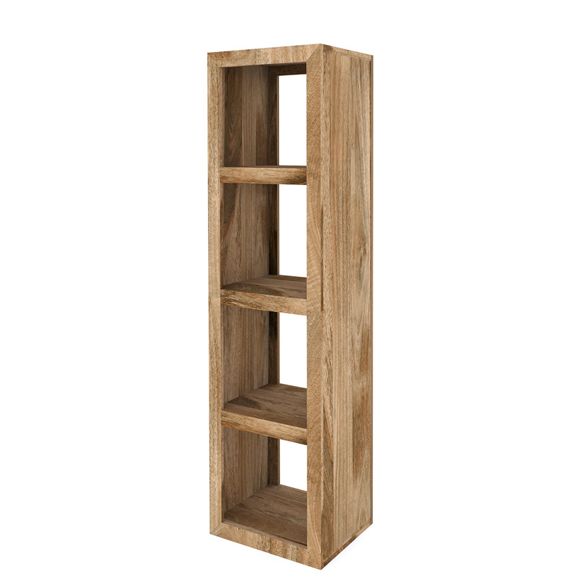 Cube Storage Unit - 4 Hole - Vertical - Natural Mango Wood