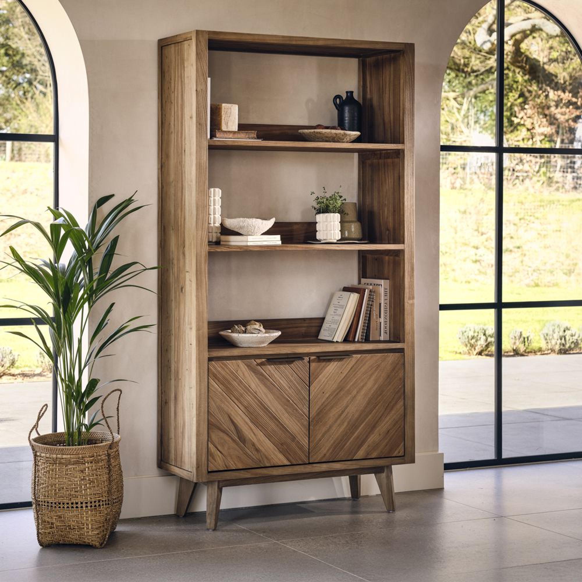 Sorrento Bookcase - 2 Door - Chevron - Elm Wood
