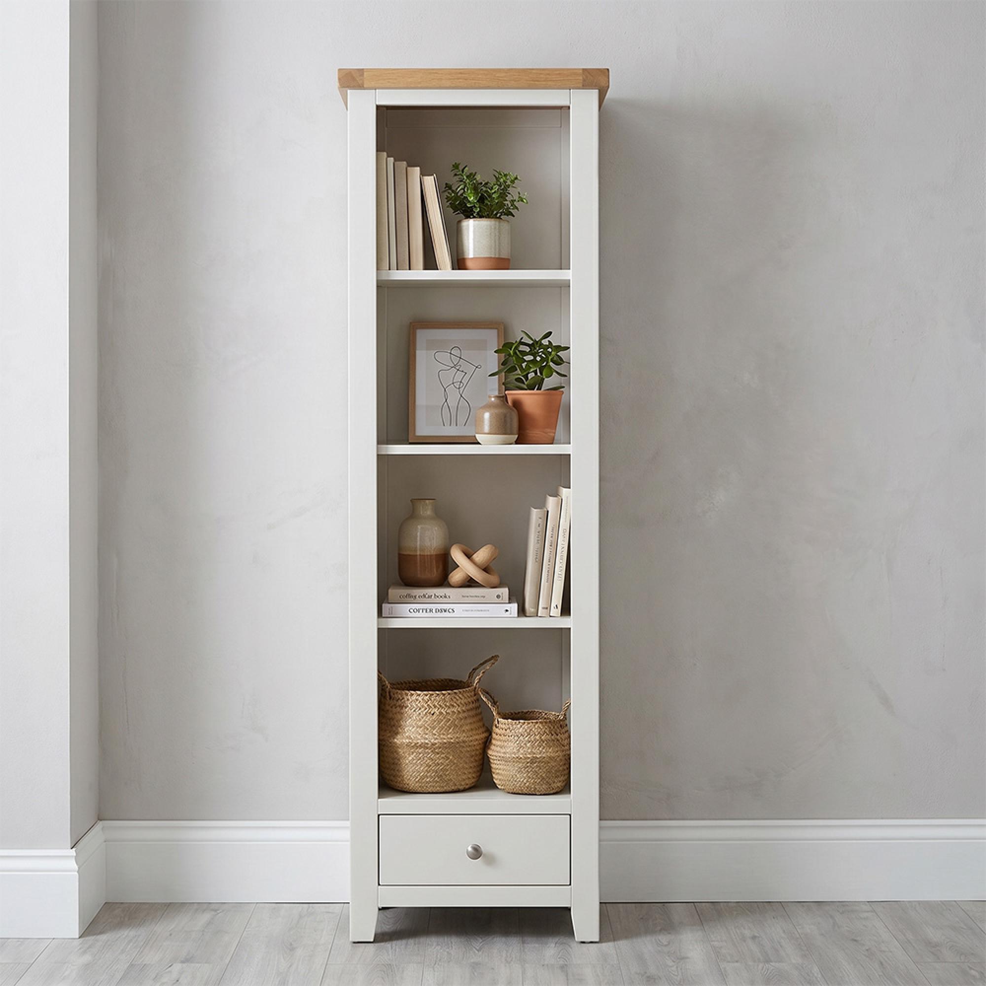 Melbourne Bookcase - Narrow - White and Wood