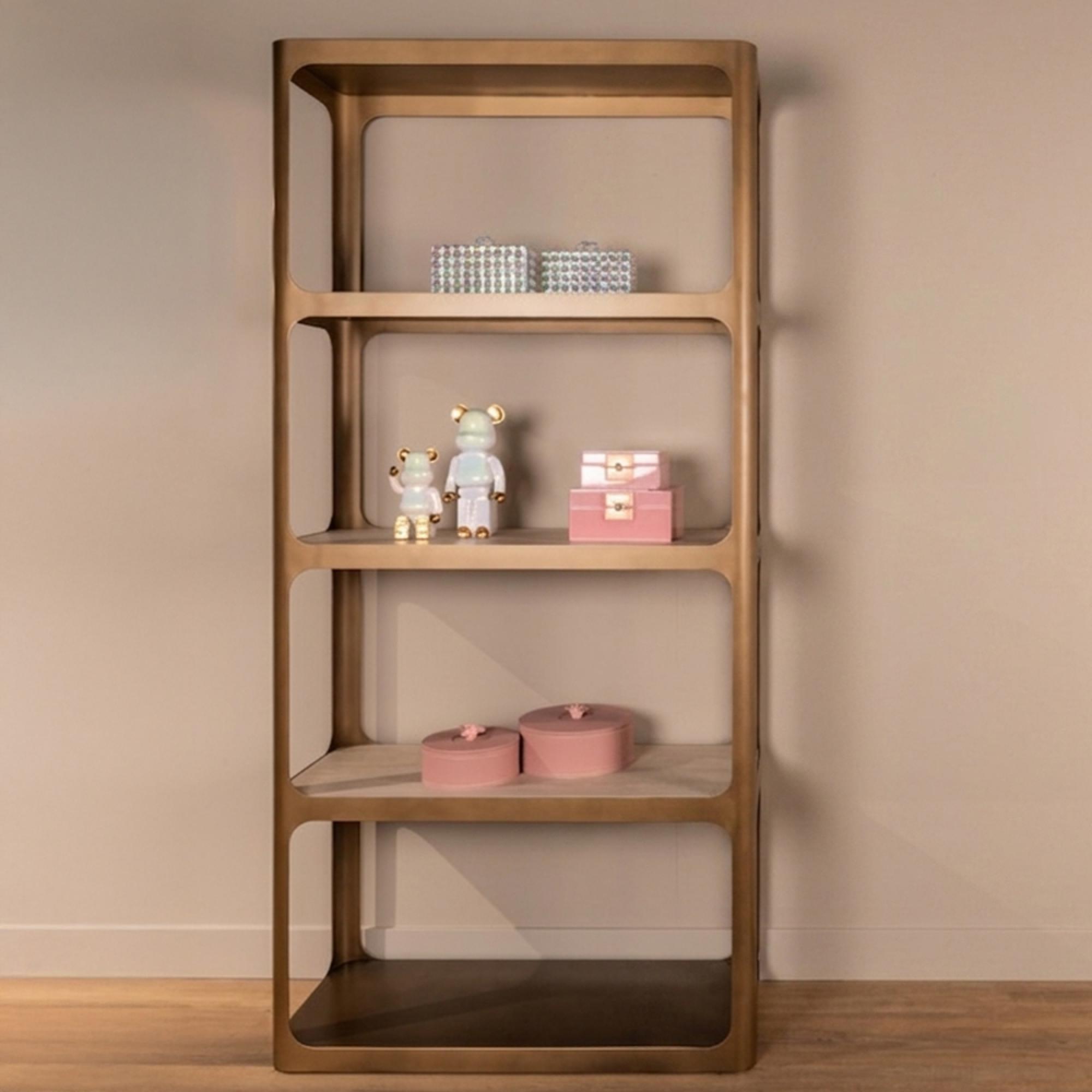 Claridge Shelving Unit - Brushed Gold - Ceramic