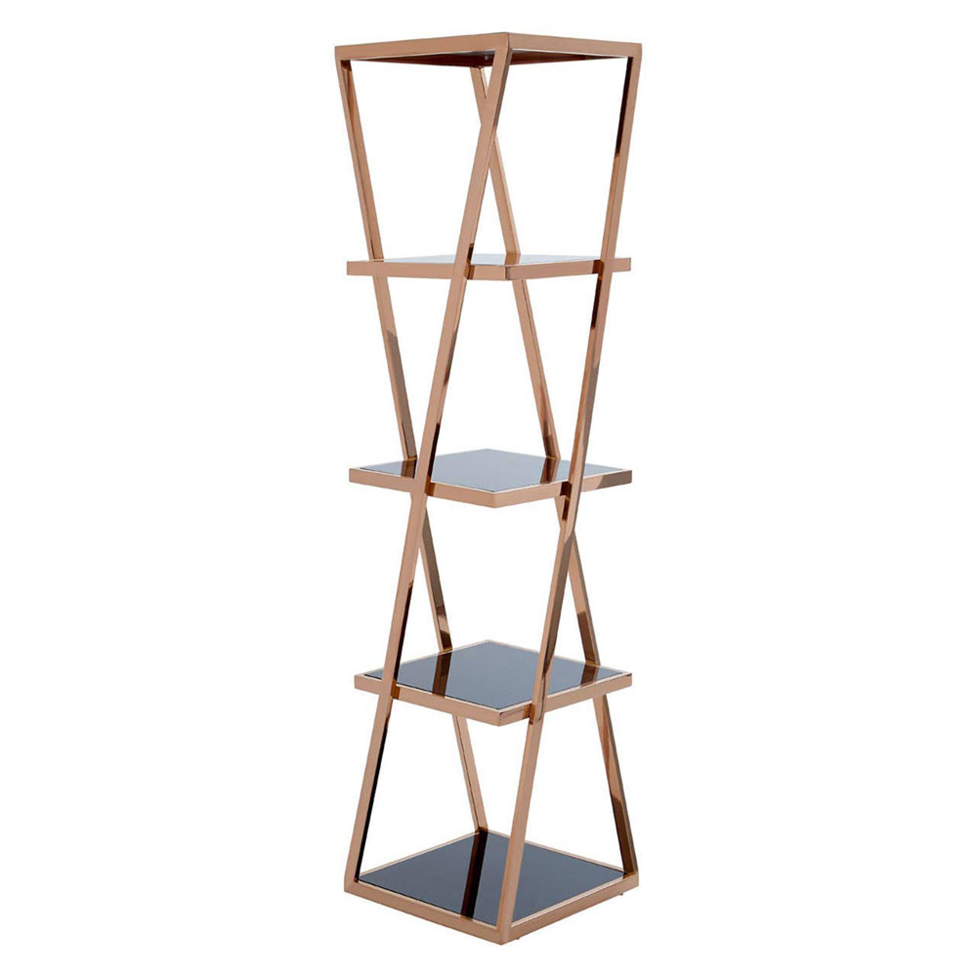Ackley Shelving Unit - Rose Gold Glass