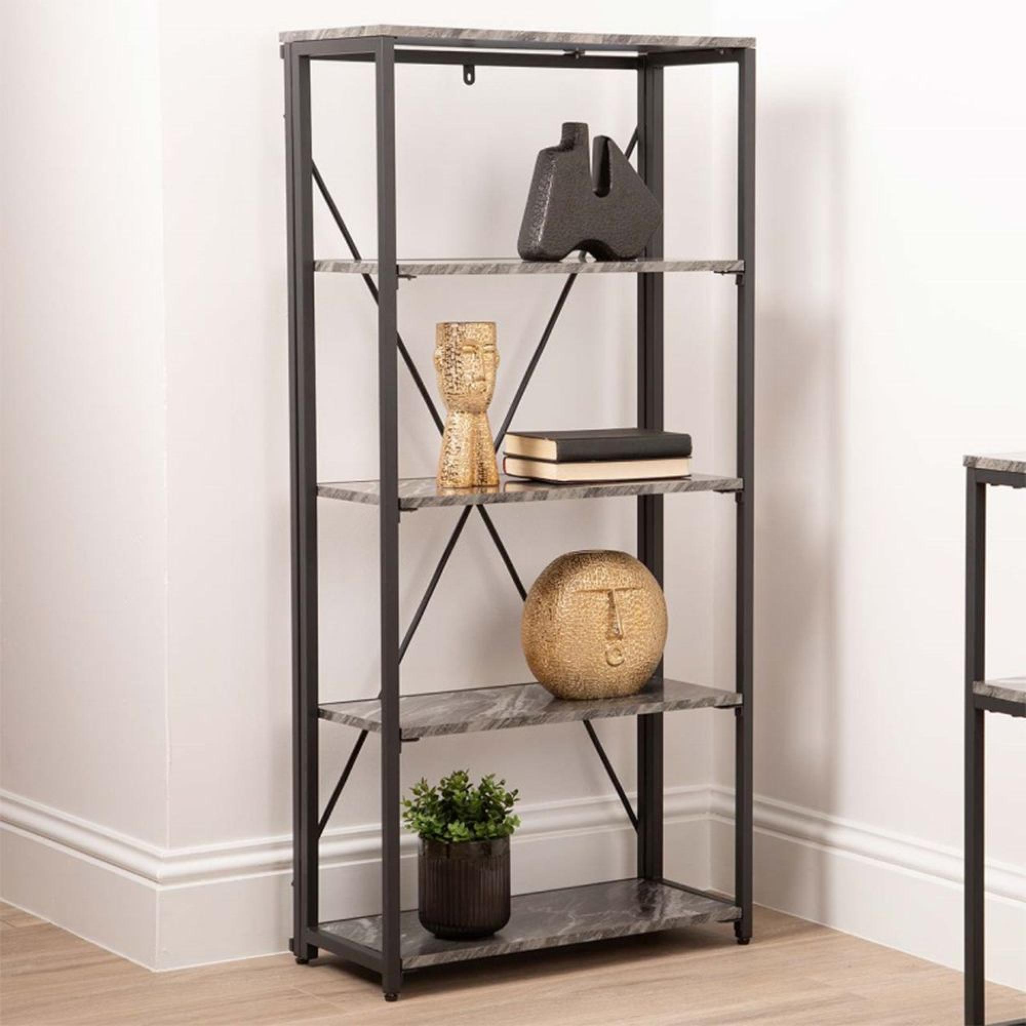 Alora Shelving Unit - Large - Marble Effect Black - Open