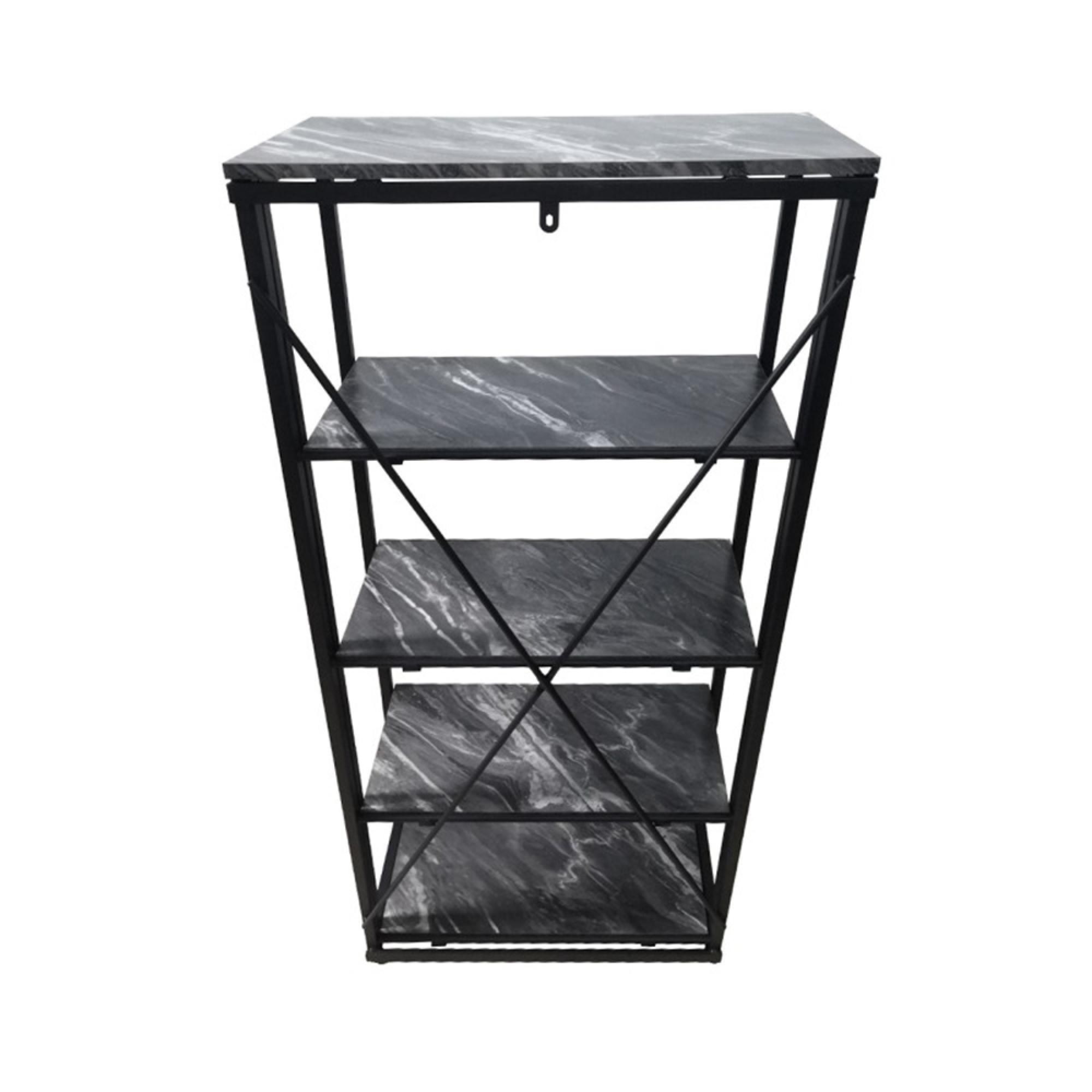 Alora Shelving Unit - Large - Marble Effect Black - Open