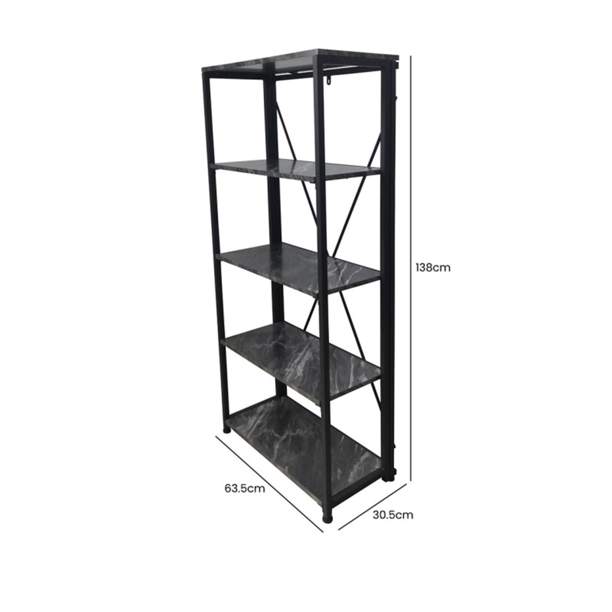 Alora Shelving Unit - Large - Marble Effect Black - Open