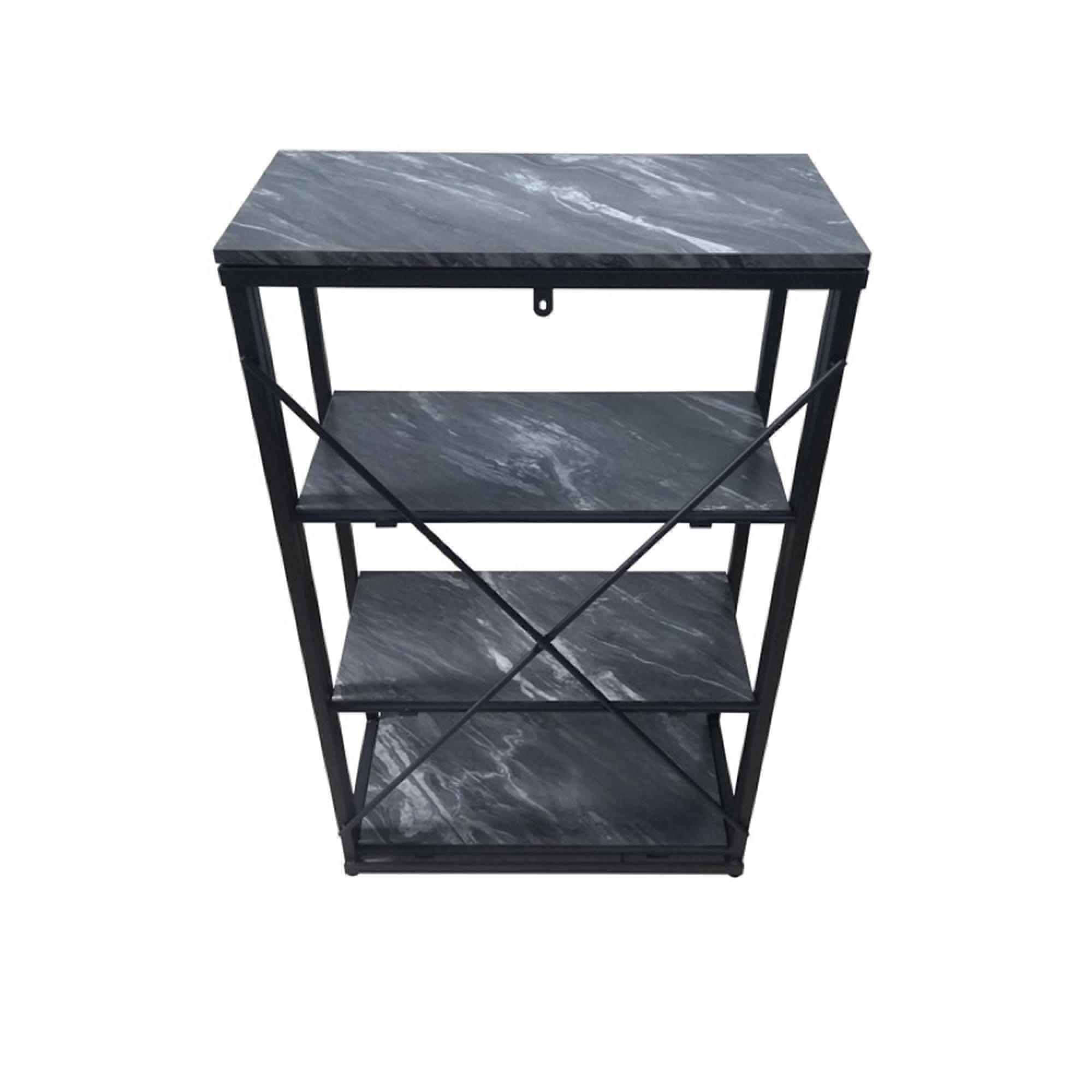 Alora Shelving Unit - Medium - Marble Effect Black - Open
