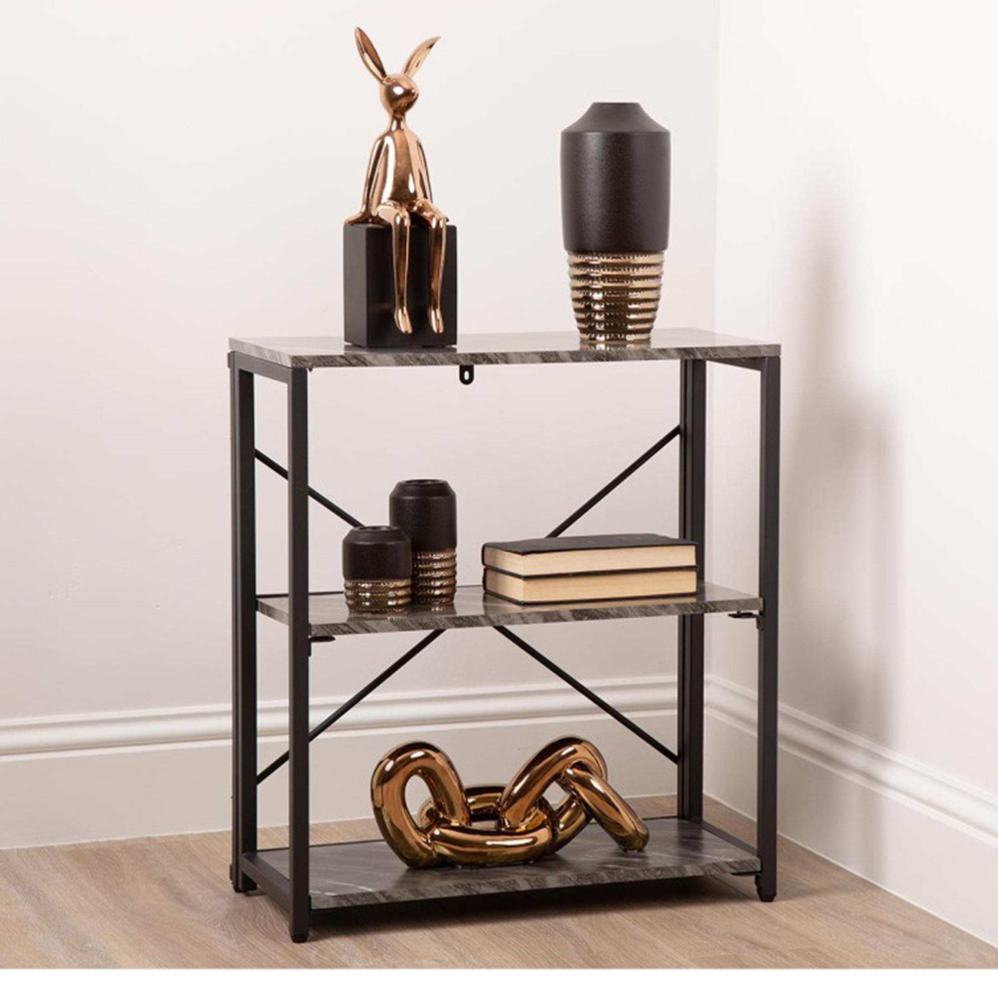 Alora Shelving Unit - Small - Marble Effect Black - Open