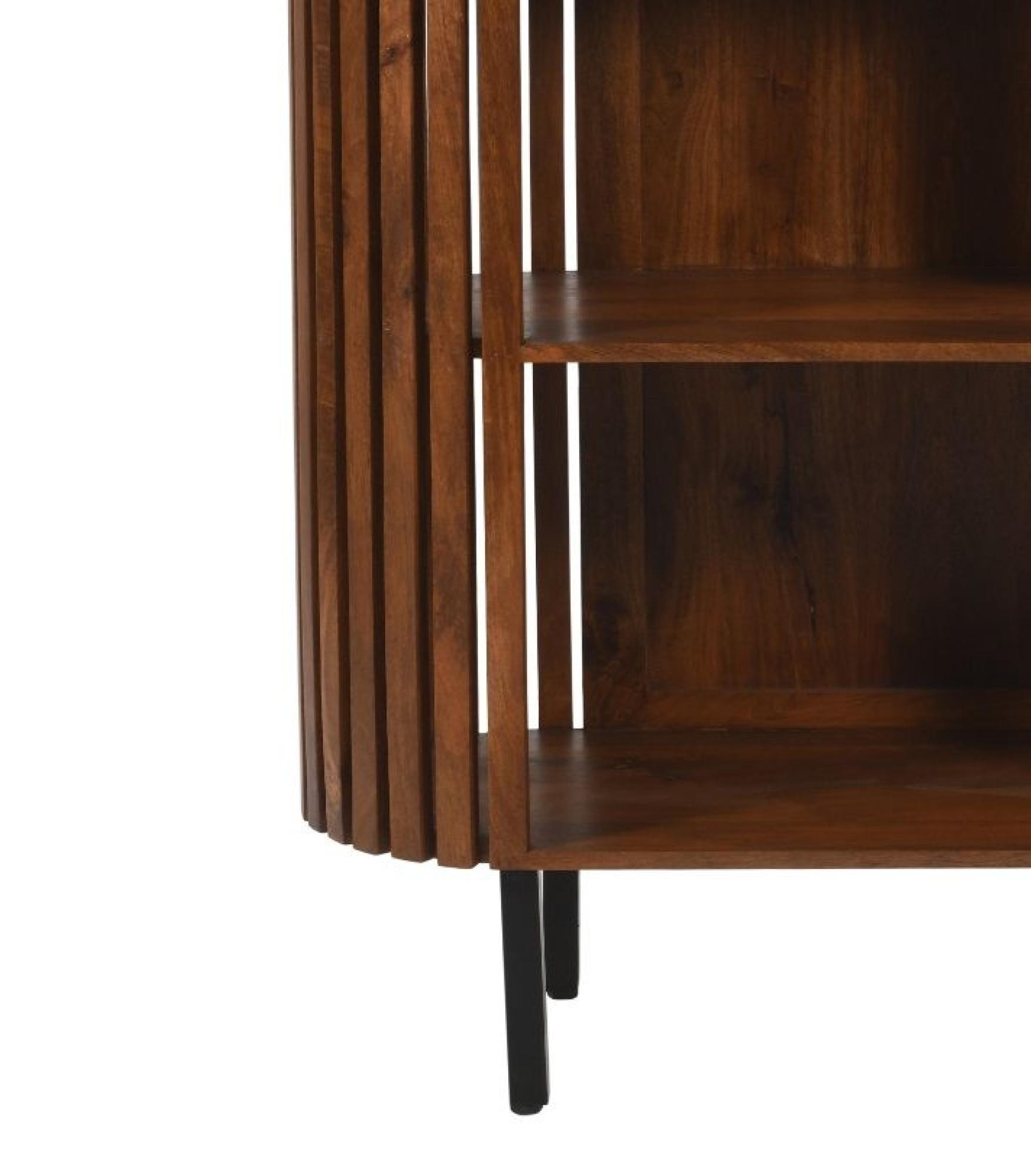 Amber Slatted Mango Wood Bookcase