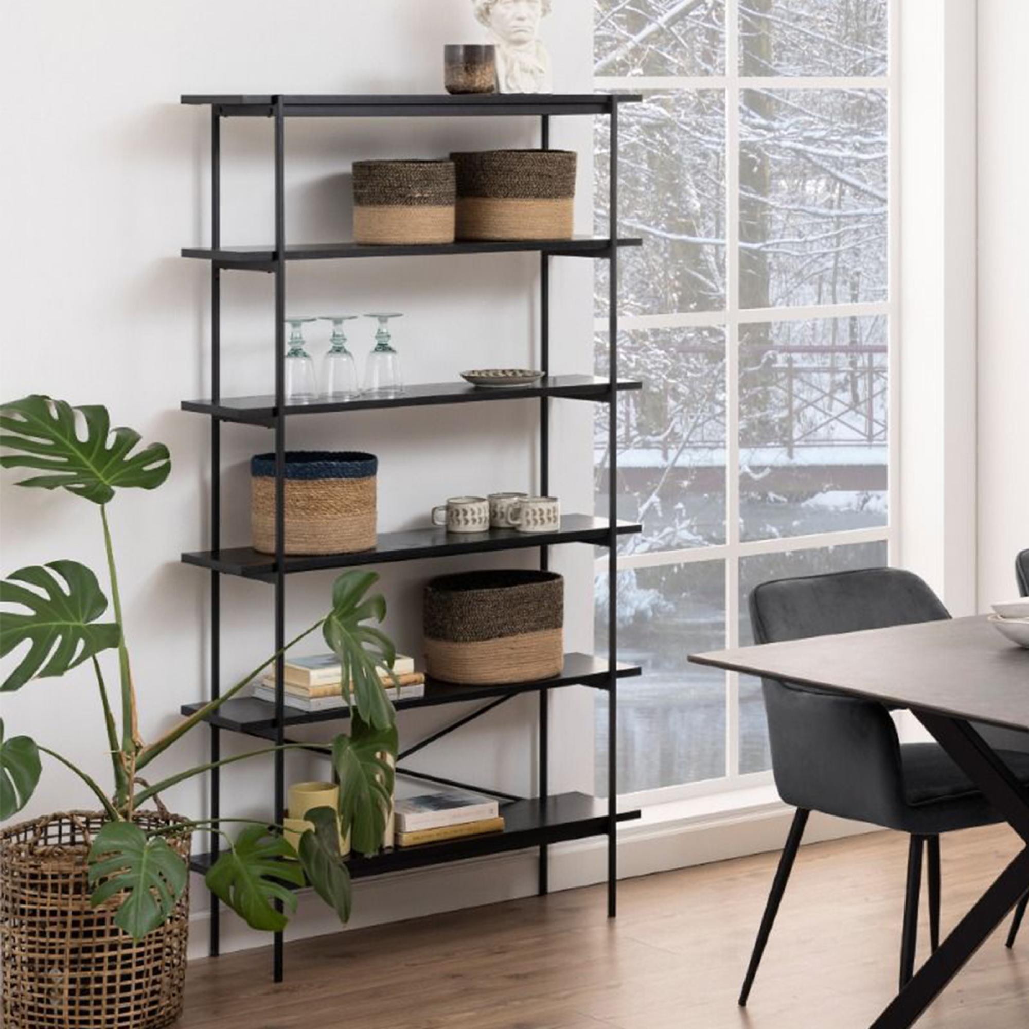 Angus Black Ash Shelving Unit
