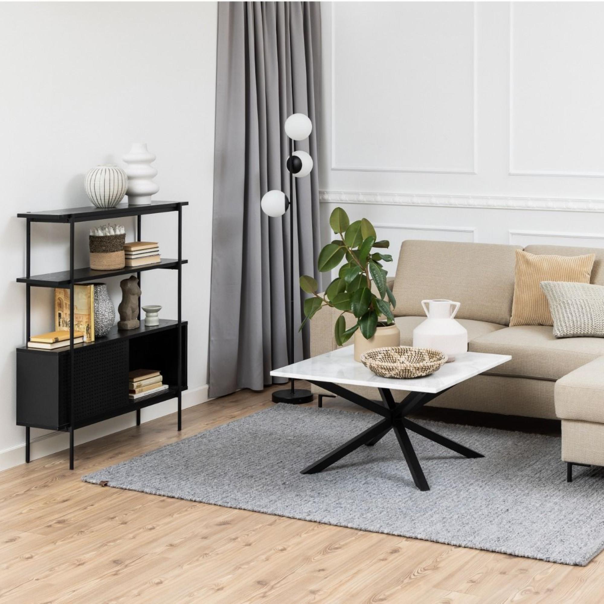 Angus Black Ash Small Shelving Unit with Cupboard