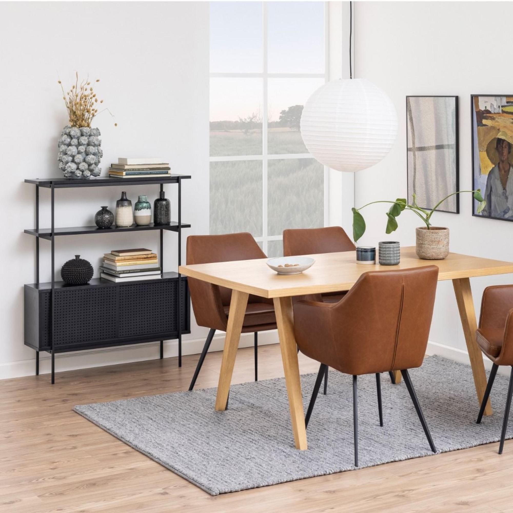 Angus Black Ash Small Shelving Unit with Cupboard