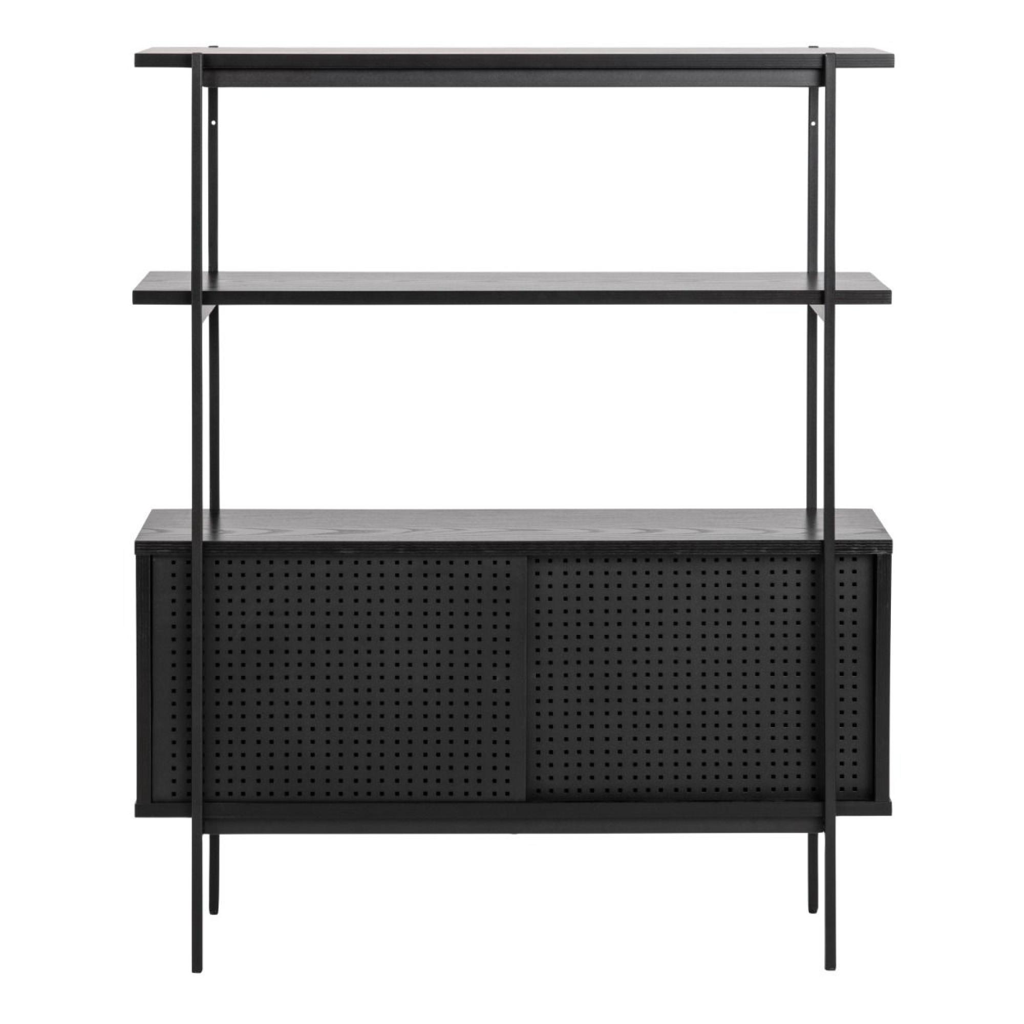 Angus Black Ash Small Shelving Unit with Cupboard