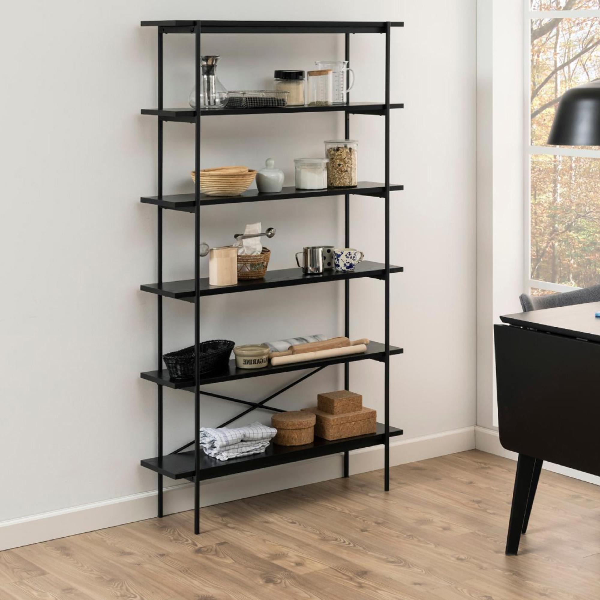 Angus Bookcase - Open - Black Melamine