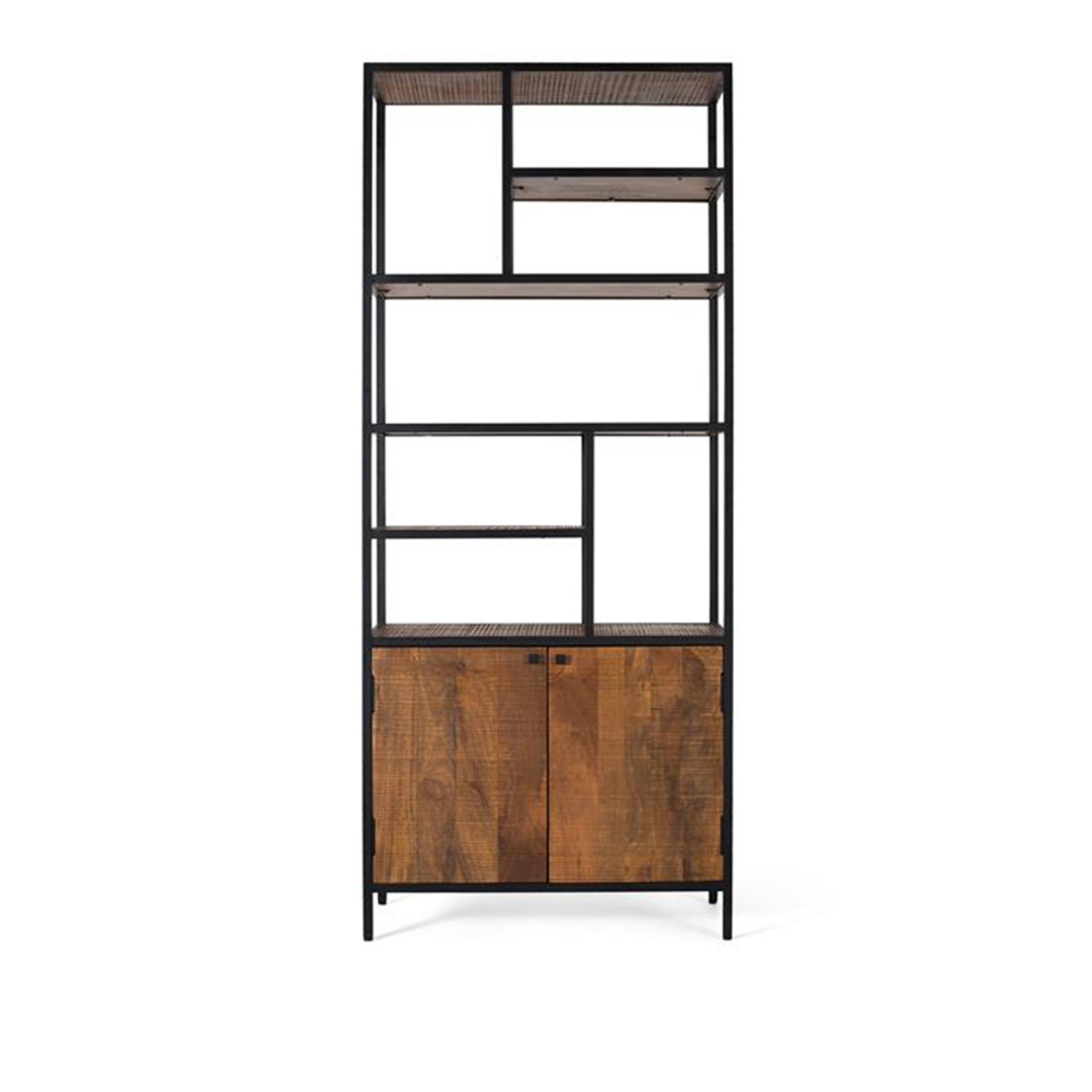 Catania Bookcase - Cherry Mango Wood - with Cupboard