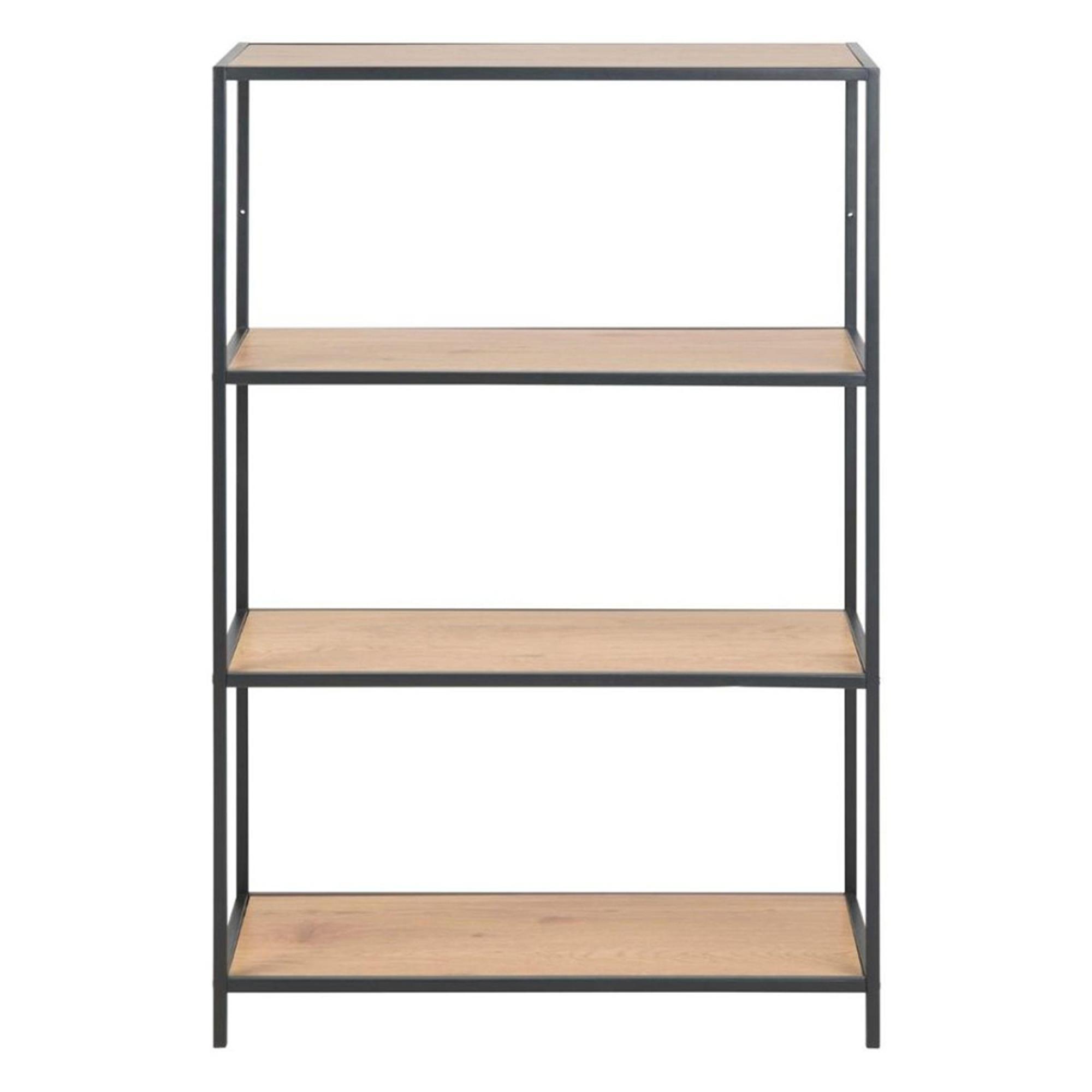 Clearance - Seaford Oak and Black Metal Short Open Shelving Unit - FSS16399