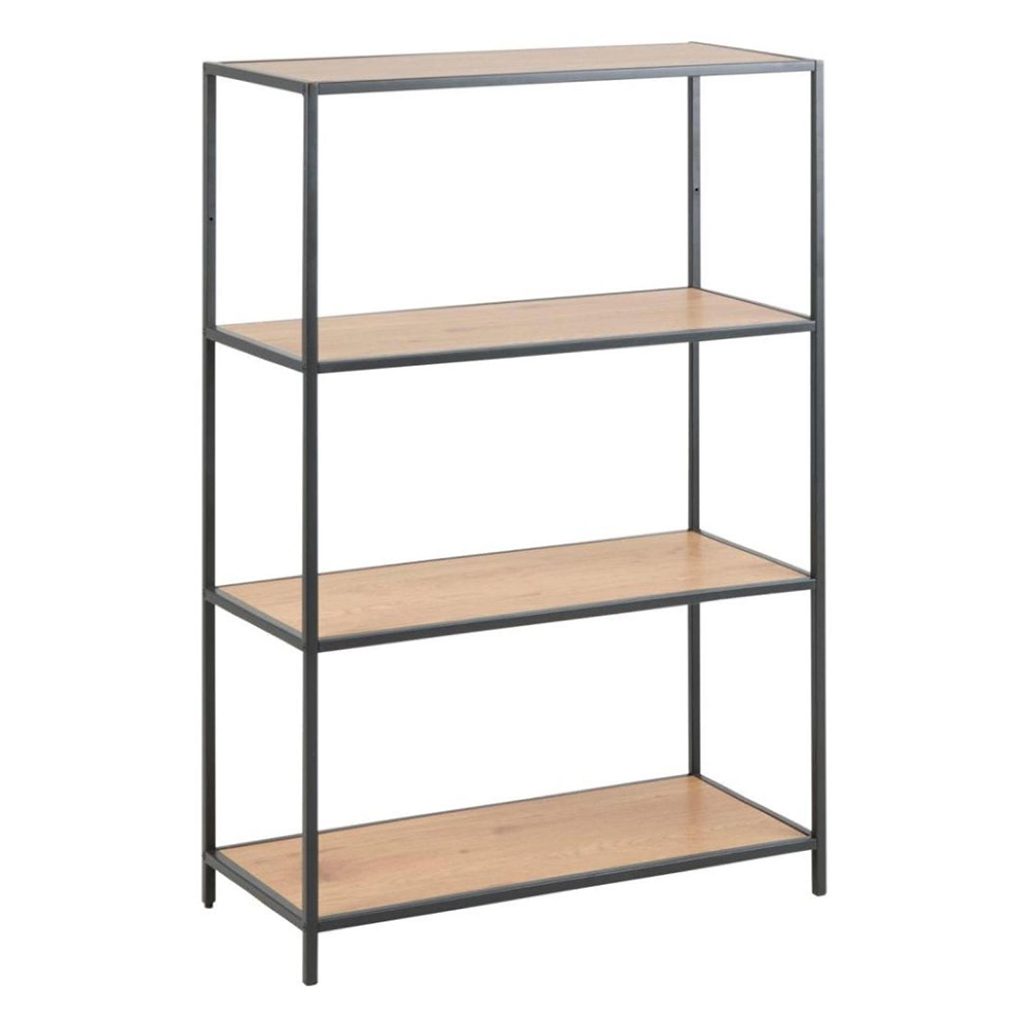 Clearance - Seaford Oak and Black Metal Short Open Shelving Unit - FSS16399