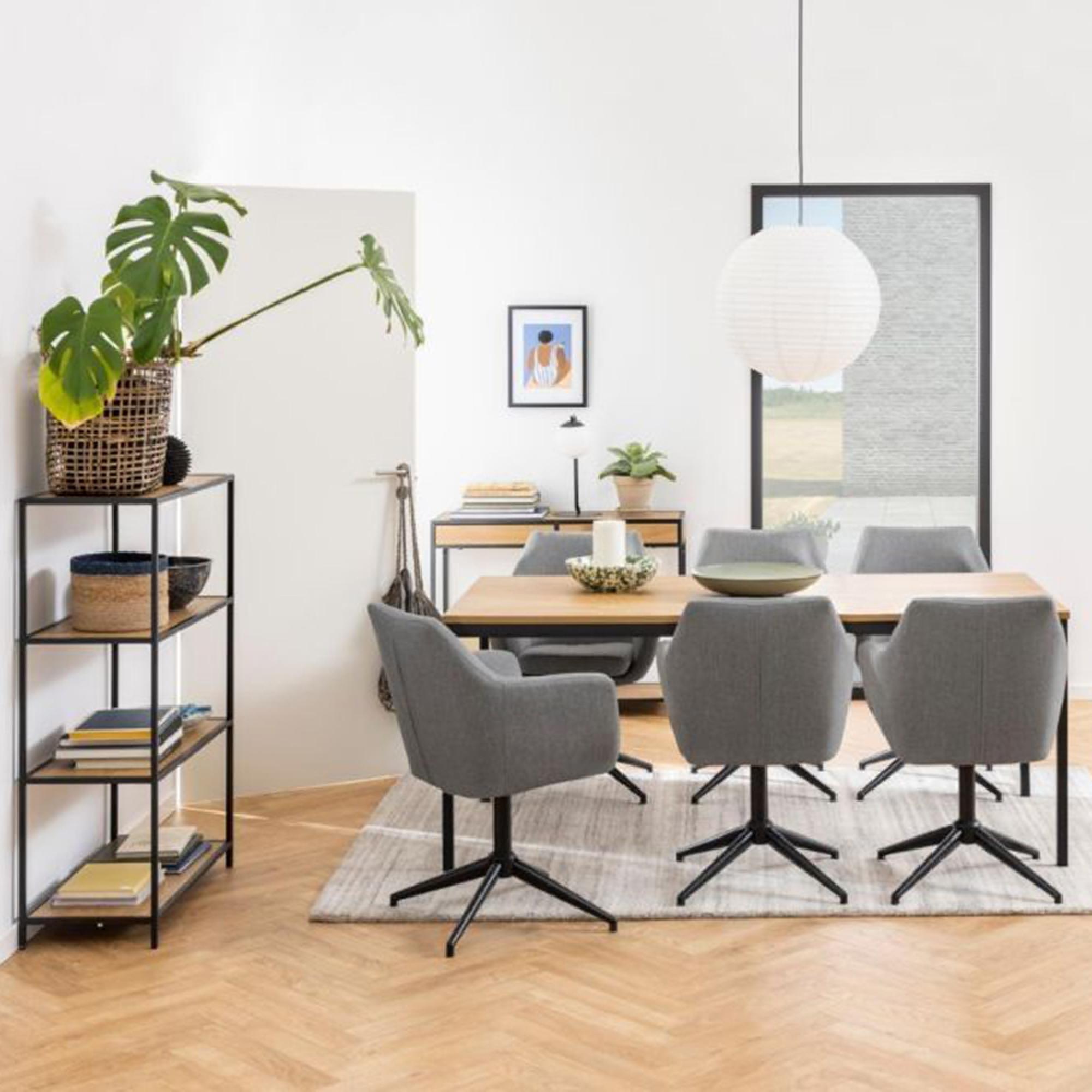 Clearance - Seaford Oak and Black Metal Short Open Shelving Unit - FSS16399