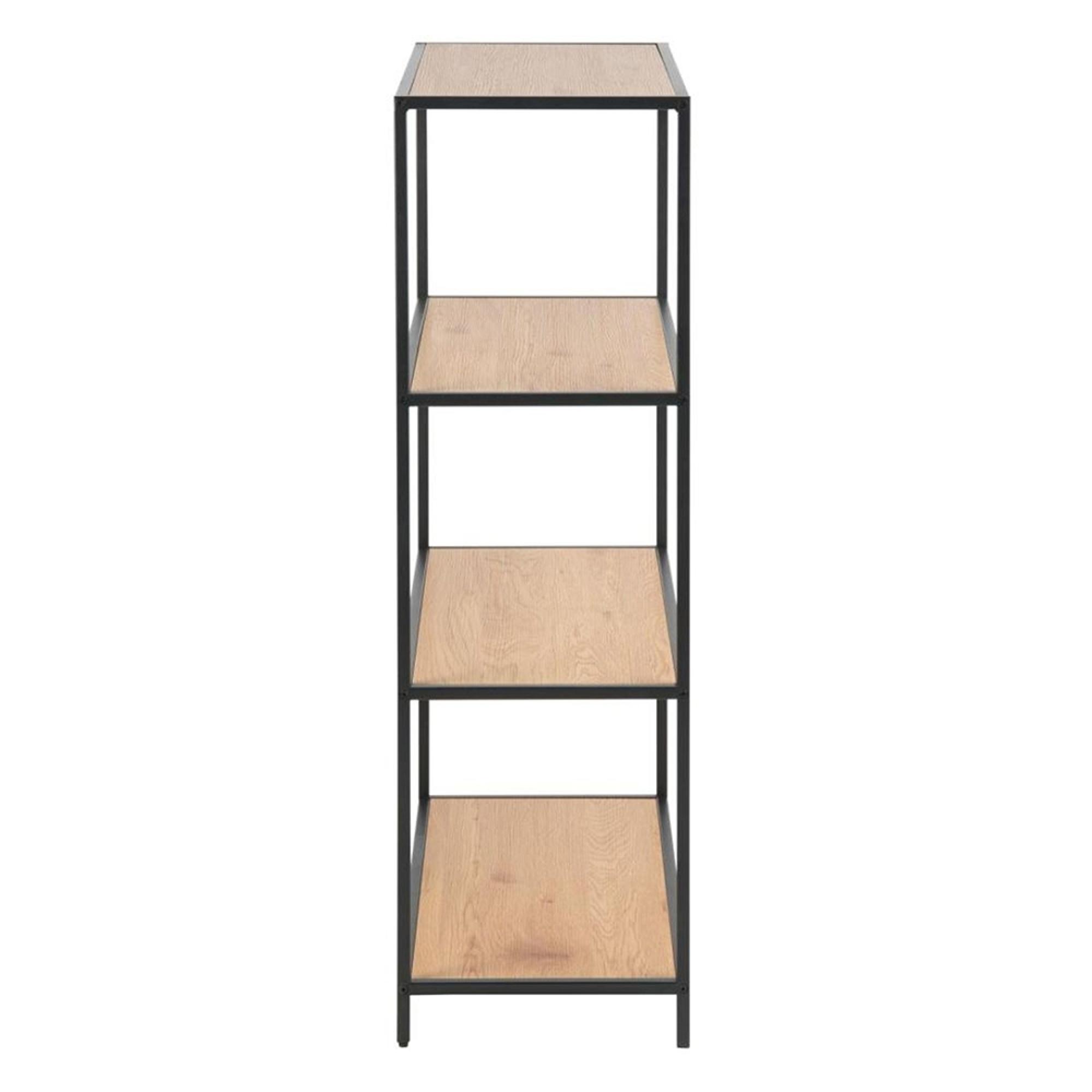 Clearance - Seaford Oak and Black Metal Short Open Shelving Unit - FSS16400