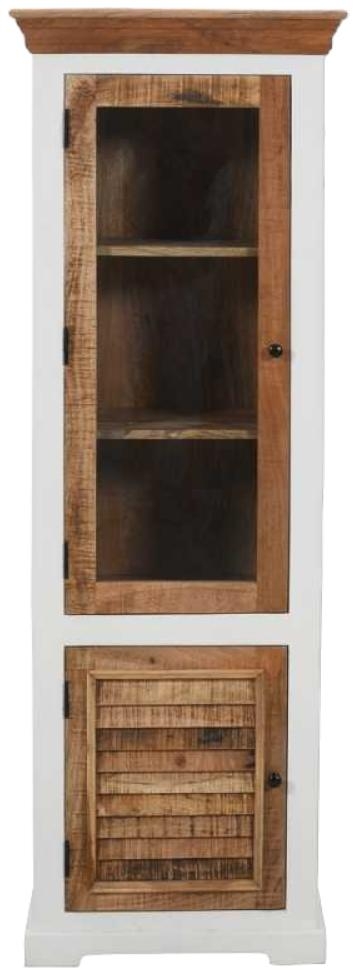 Coastal White and Wood 2 Door Bookcase Display Cabinet