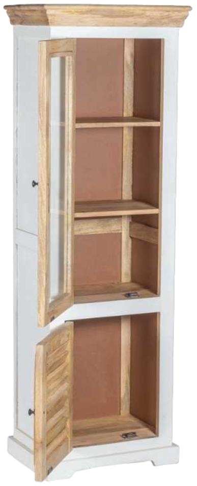 Coastal White and Wood 2 Door Bookcase Display Cabinet