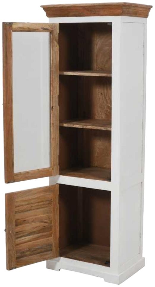 Coastal White and Wood 2 Door Bookcase Display Cabinet