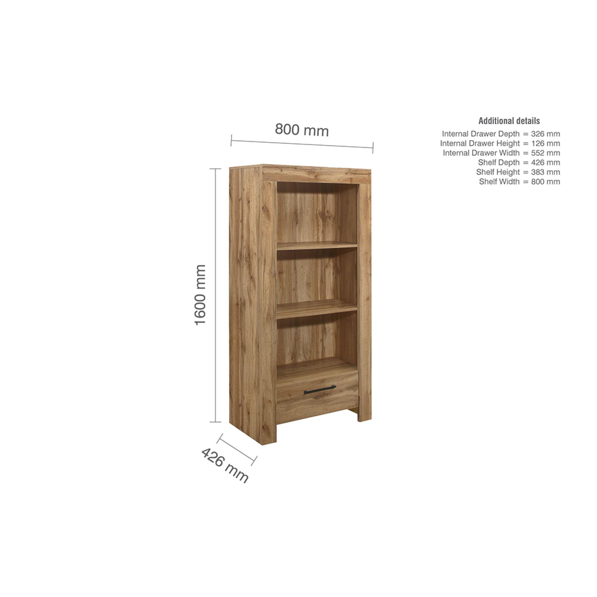 Compton Bookcase - 1 Drawer - Oak
