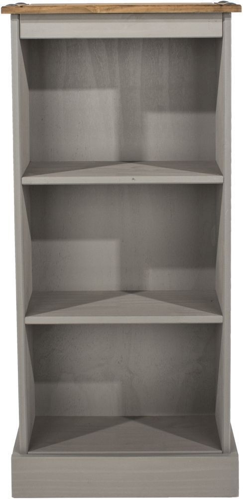 Corona Low Narrow Bookcase - Grey Mexican Pine