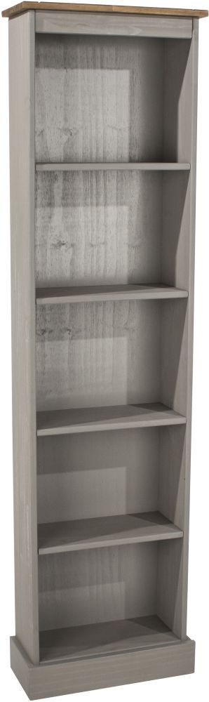 Corona Tall Narrow Bookcase - Grey Mexican Pine