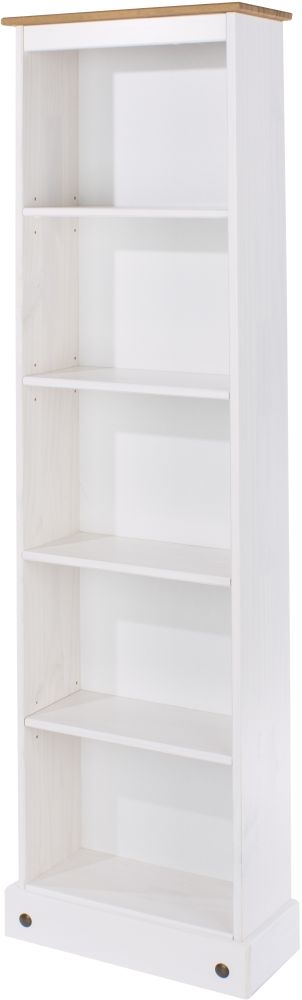 Corona White Mexican Pine Tall Narrow Bookcase