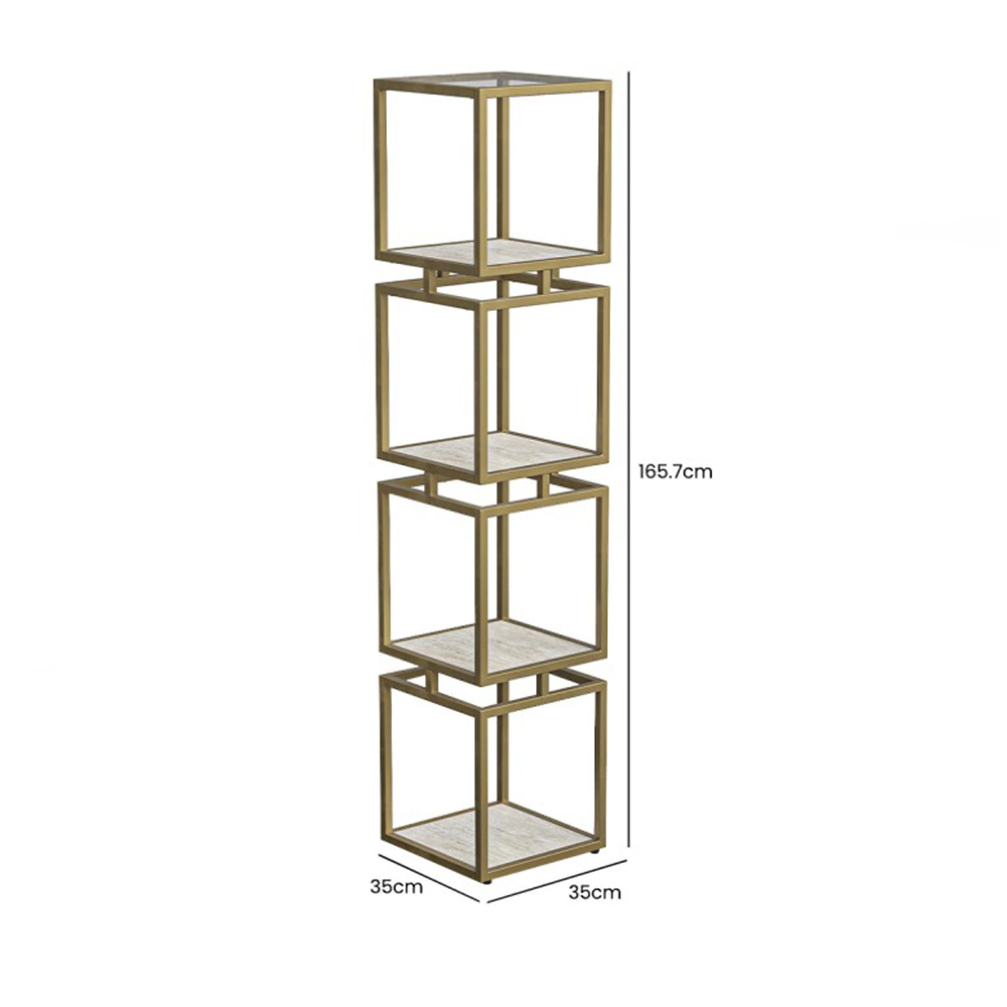 Shelving Unit - 4 Tier - Square - Cream and Gold